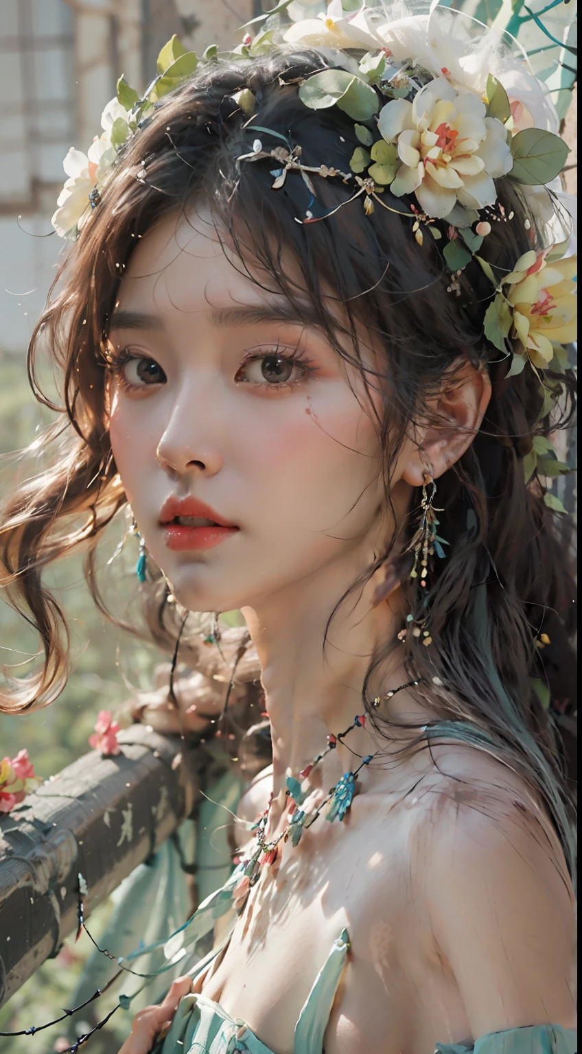 Sketch，（sketching：1.4），The image of an ancient Chinese heroine wearing a small flower crown，Guvez style artwork，guweiz masterpiece，High quality sketch screen，Beautiful sketches，Li Song style，Zhang Jingna style，Guwitz works on art websites，Close-up strengthened，（（Blurred edges）），（Decolorization：1.4）