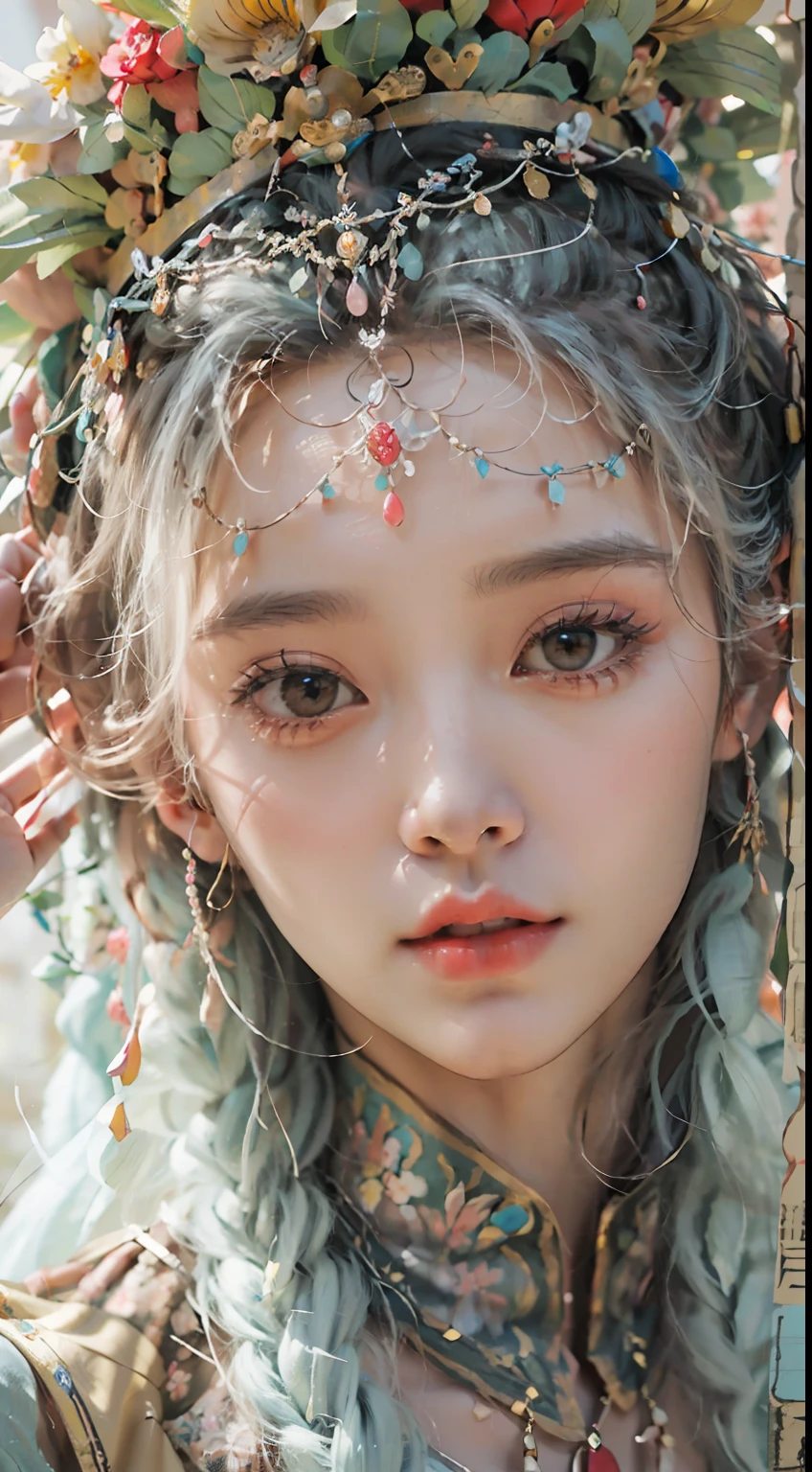 Sketch,(sketching:1.4),The image of an ancient Chinese heroine wearing a small flower crown,Guvez style artwork,guweiz masterpiece,High quality sketch screen,Beautiful sketches,Li Song style,Zhang Jingna style,Guwitz works on art websites,Close-up strengthened,((Blurred edges)),(Decolorization:1.4)