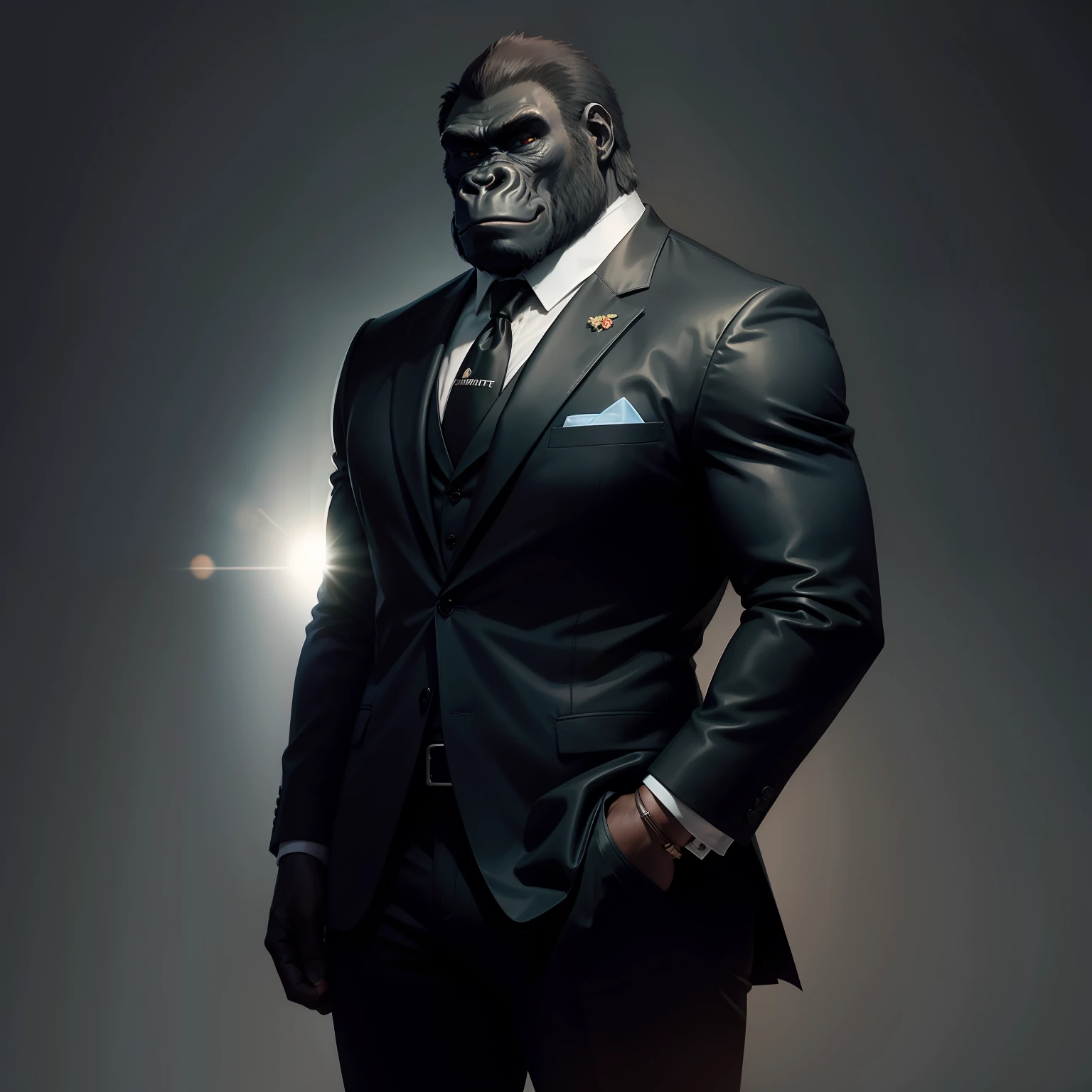 gorilla Wearing a suit silhuette A black