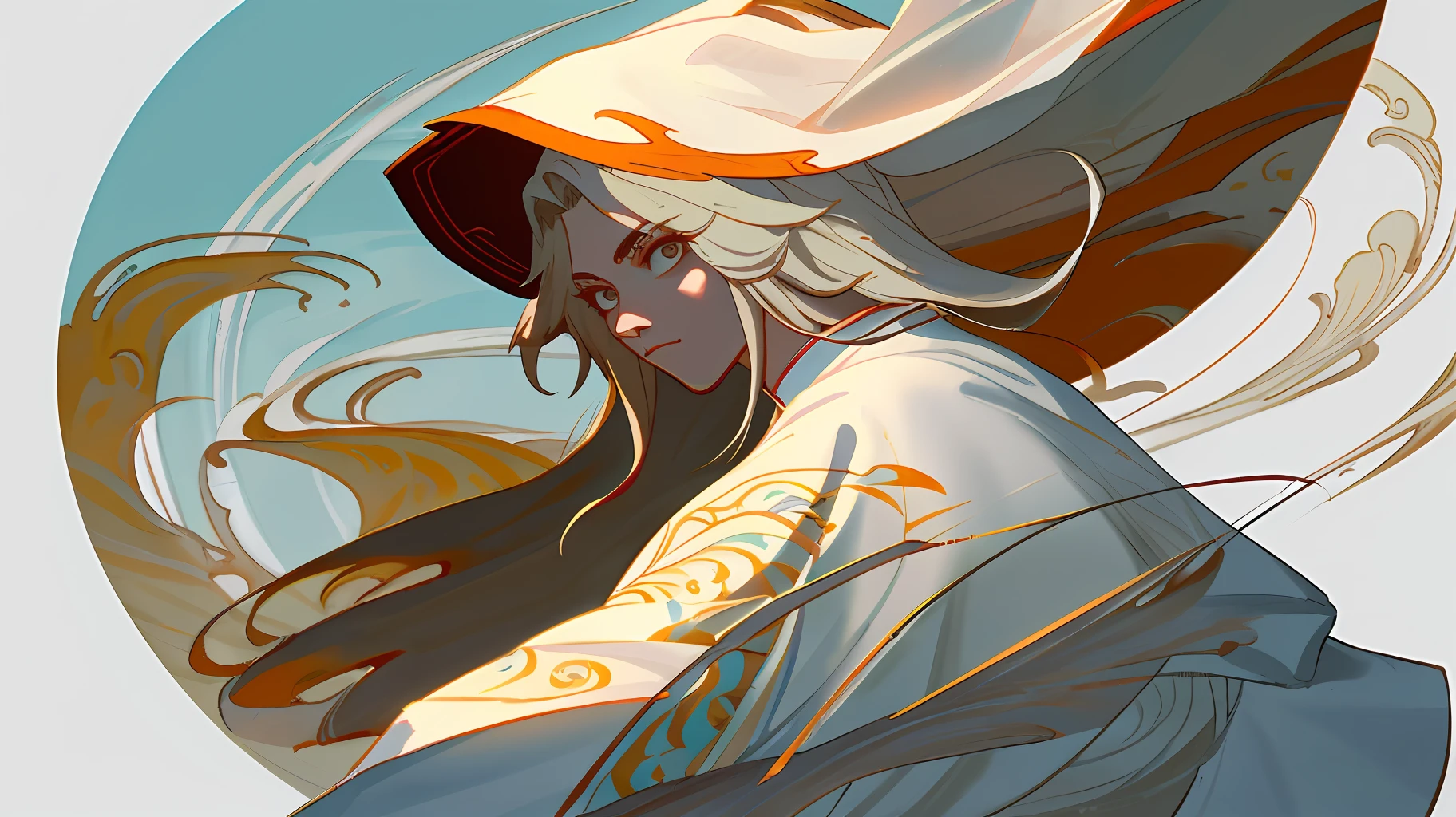a close up of a woman with a sword in a white dress, a character portrait by Yang J, trending on cgsociety, fantasy art, beautiful character painting, artwork in the style of guweiz, guweiz, white hanfu, flowing white robes, full body wuxia, epic exquisite character art, stunning character art, beautiful female assassin