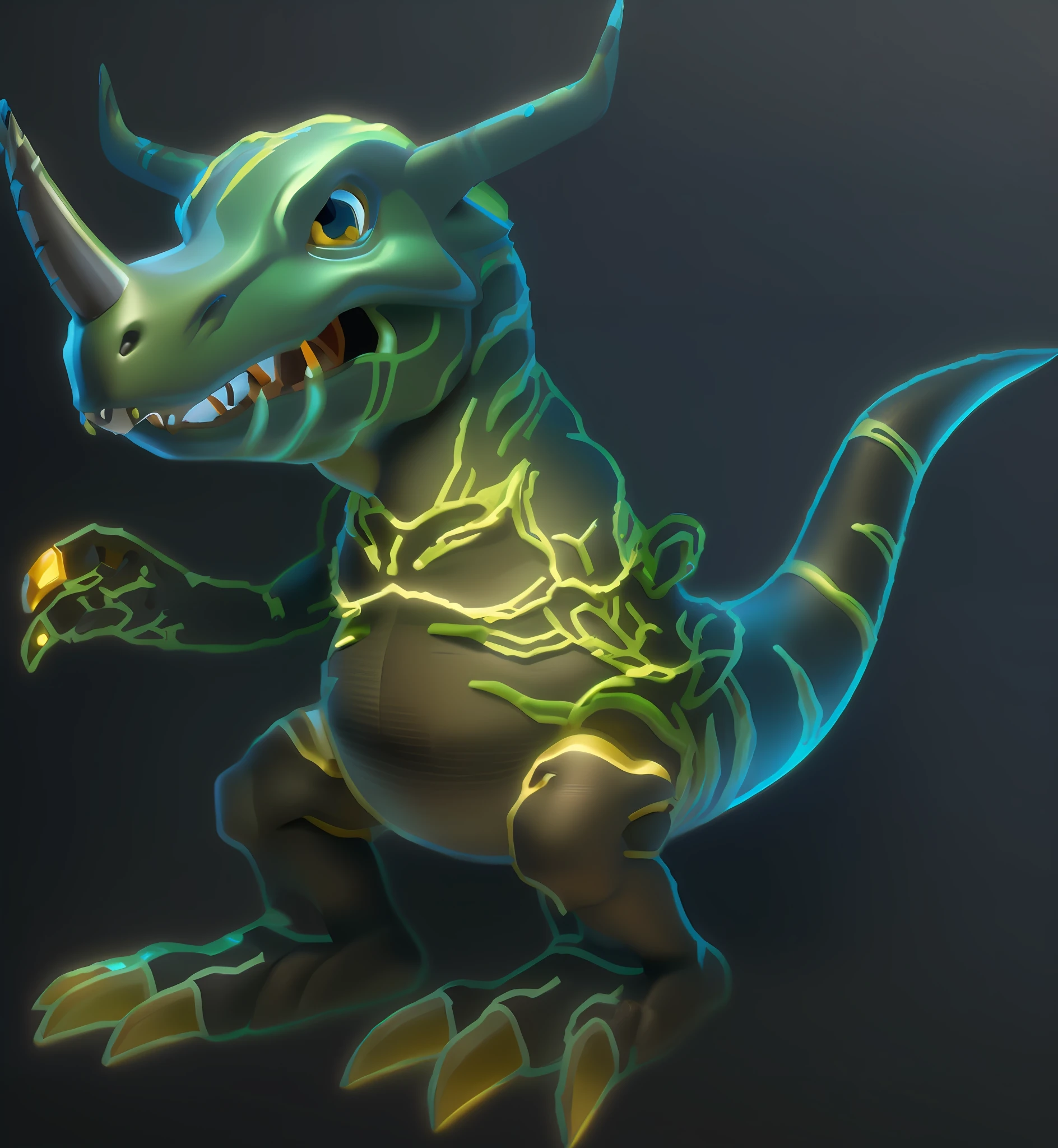 um close up de um desenho animado de um dinossauro com um capacete ligado, Digimon, Trex, T-Rex, t - rex, Arte Zoids, Guggimon, Angewoman Glamorous Digimon, Zoids, Giga, arte chave Digimon, Naquissauro, triceratops, jurassic, Tiranossauro, inspirado em Adam Rex, Retrato de um Zentaur