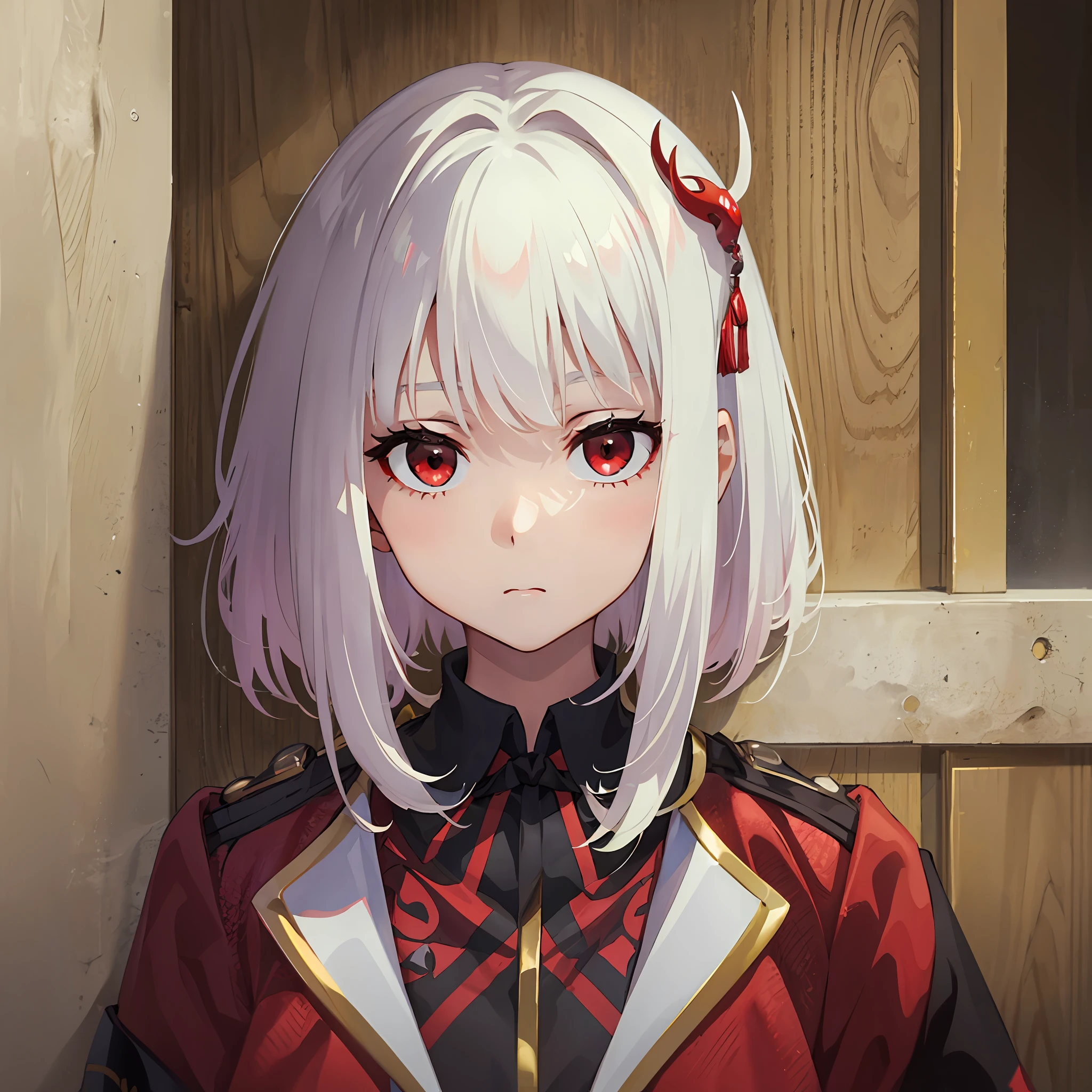 (Masterpiece), (Best quality),
Kizi,White hair,red eyes