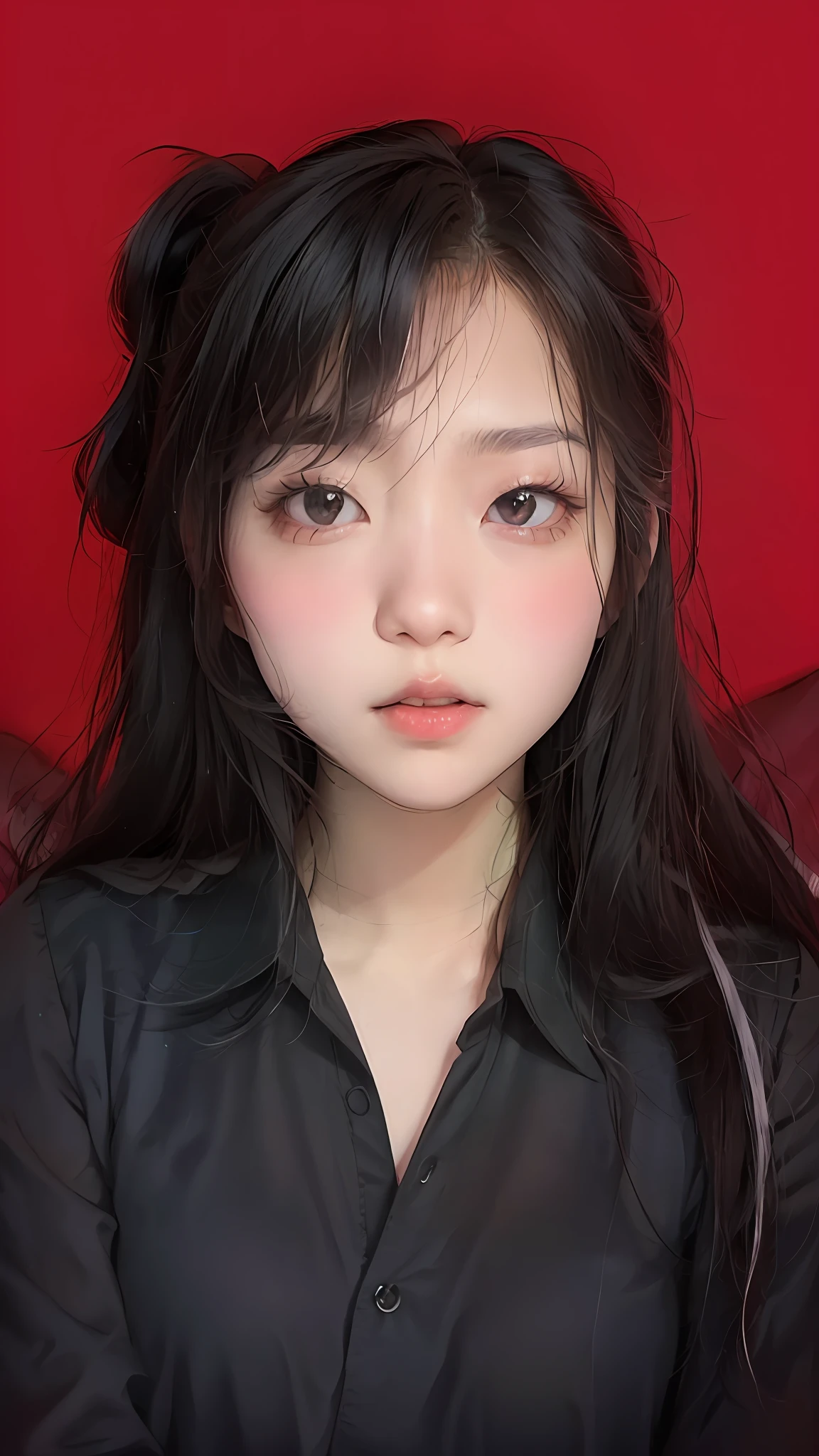 arafed woman with long black hair and a black shirt, dang my linh, ruan cute vtuber, mai anh tran, sakimi chan, very low quality, profile pic, hoang long ly, 19-year-old girl, dao trong le, very very low quality, anime thai girl, 18 years old