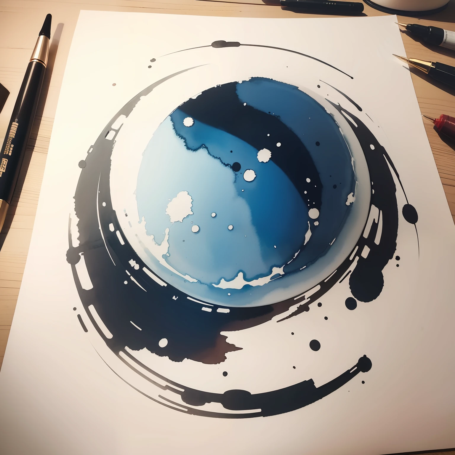 ink and watercolor painting、Ten Ox Diagram