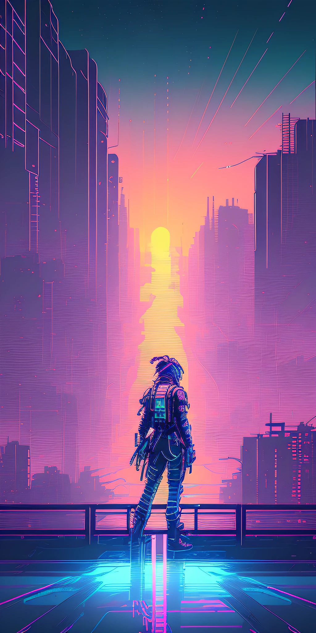 masterpiece, ultra detailed, (nvinkpunk:1.2) (snthwve style:0.8), anthro, lightwave, sunset, intricate