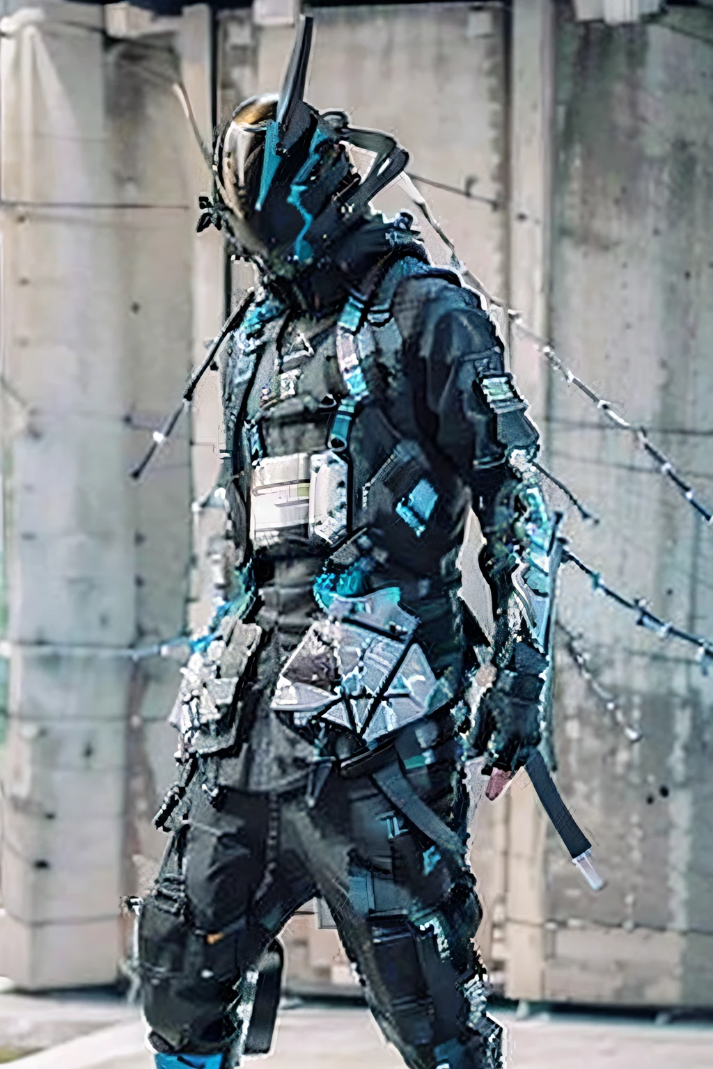 (Best quality, 8k, 32k, Masterpiece, UHD:1.2) ,(photorealistic:1.4),(perfect ???????:1.6),

(looking at viewer:1.5),

(skinny:1.2),(shiny skin),(detailed skin:1.4),

urbansamurai, (white techwear),

lora:cyberhelmetv0.7:0.6

BREAK

(blue background1.4),

(a person in a blue and white cyberhelmet),
