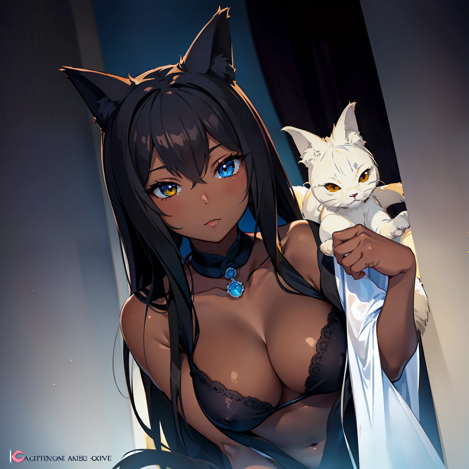 dark skin girl neko anime