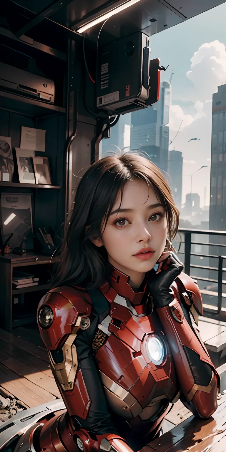 (1girl:1.3), solo,__body-parts__, official art, unity 8k wallpaper, ultra detailed, beautiful and aesthetic, beautiful, masterpiece, best quality, RAW, masterpiece, super fine photo,, best quality, super high Resolution, photorealistic, sunlight, full body portrait, stunningly beautiful,, dynamic pose, delicate face, vibrant eyes, (side view), she is wearing a futuristic Iron Man mech, red and gold, Highly detailed abandoned warehouse background, detailed face, detailed complex busy background, messy, gorgeous, milky, high detailed skin, realistic skin details, visible pores, sharp focus, volumetric fog, 8k uhd, dslr camera, High quality, film grain, fair skin, photorealism, lomography, sprawling metropolis in a futuristic dystopia, view from below, translucent
