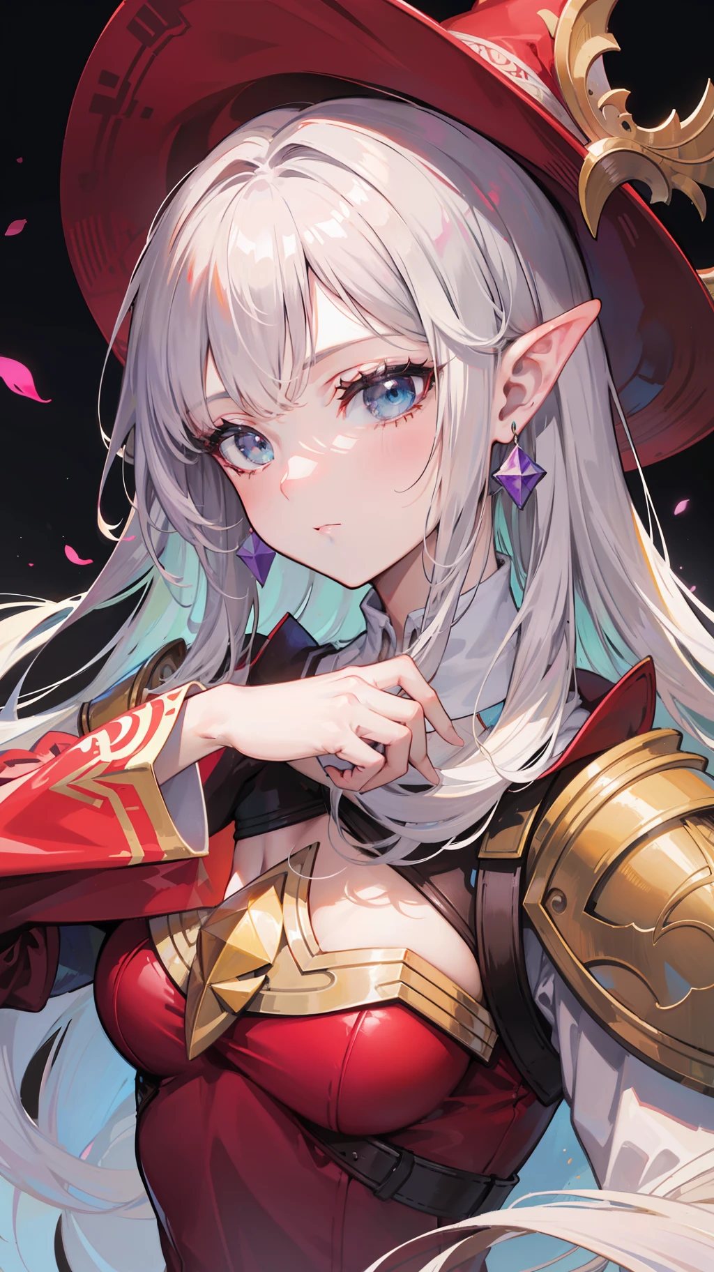 high high quality,tmasterpiece,Delicate facial features,Delicate hair,Delicate eyes,Delicate hair,A woman in a red dress, Zelda, Princess Zelda, fuchsia skin beneath the armor, maya ali sorceress, Irelia from League of Legends, morgana from league of legends, beautiful female witch, Beautiful celestial mage, Yun Ling, portrait of princess zelda, alluring mesmer woman, fuchsia skin below the armor,digitial painting,artstation,concept-art,Clear focus,illustratio,The art of Greg Rutkowski and Alphonse Mucha and Victo Ngai(Delicate facial portrayal)(Fine hair portrayal)(highest quality)(Master masterpieces)(High degree of completion)(bust)(a sense of atmosphere)8k wallpaper,tmasterpiece,Best quality at best,ultra - detailed