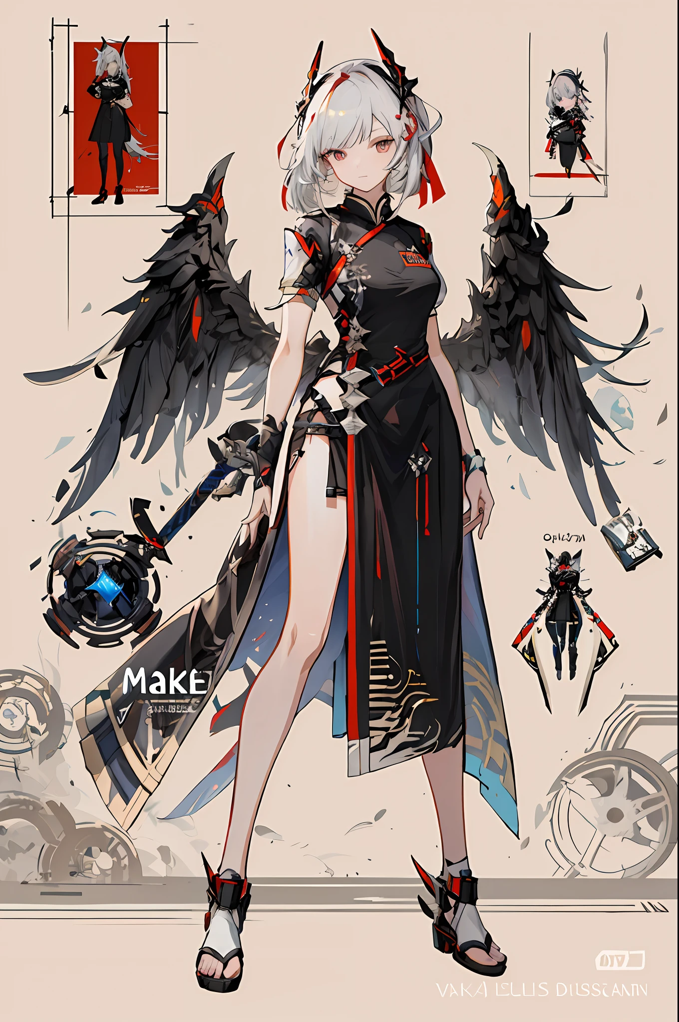 Anime characters with swords and clothes with wings, trending on artstation pixiv, Great character design, character design contest winner, rossdraws sakimimichan, Anime character design, From Arknights, Mechanized Valkyrie girl, anime figure; Full-body art, pixiv contest winner, Guweiz in Pixiv ArtStation, interesting character design, full body concept