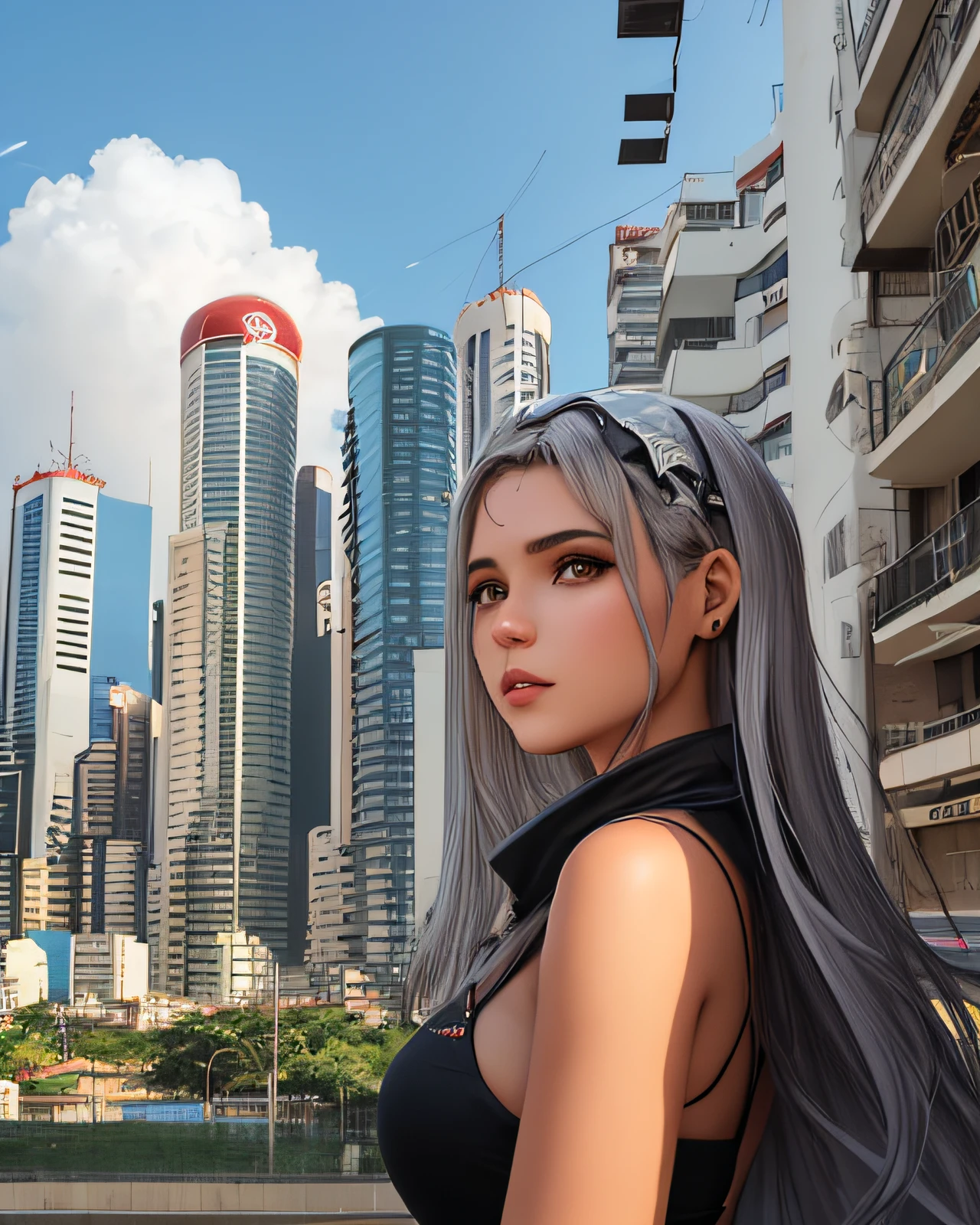cidade guarulhos, white girl, olhos azuis, cabelos longos, alta, com pano de fundo: tubes, carbon steel