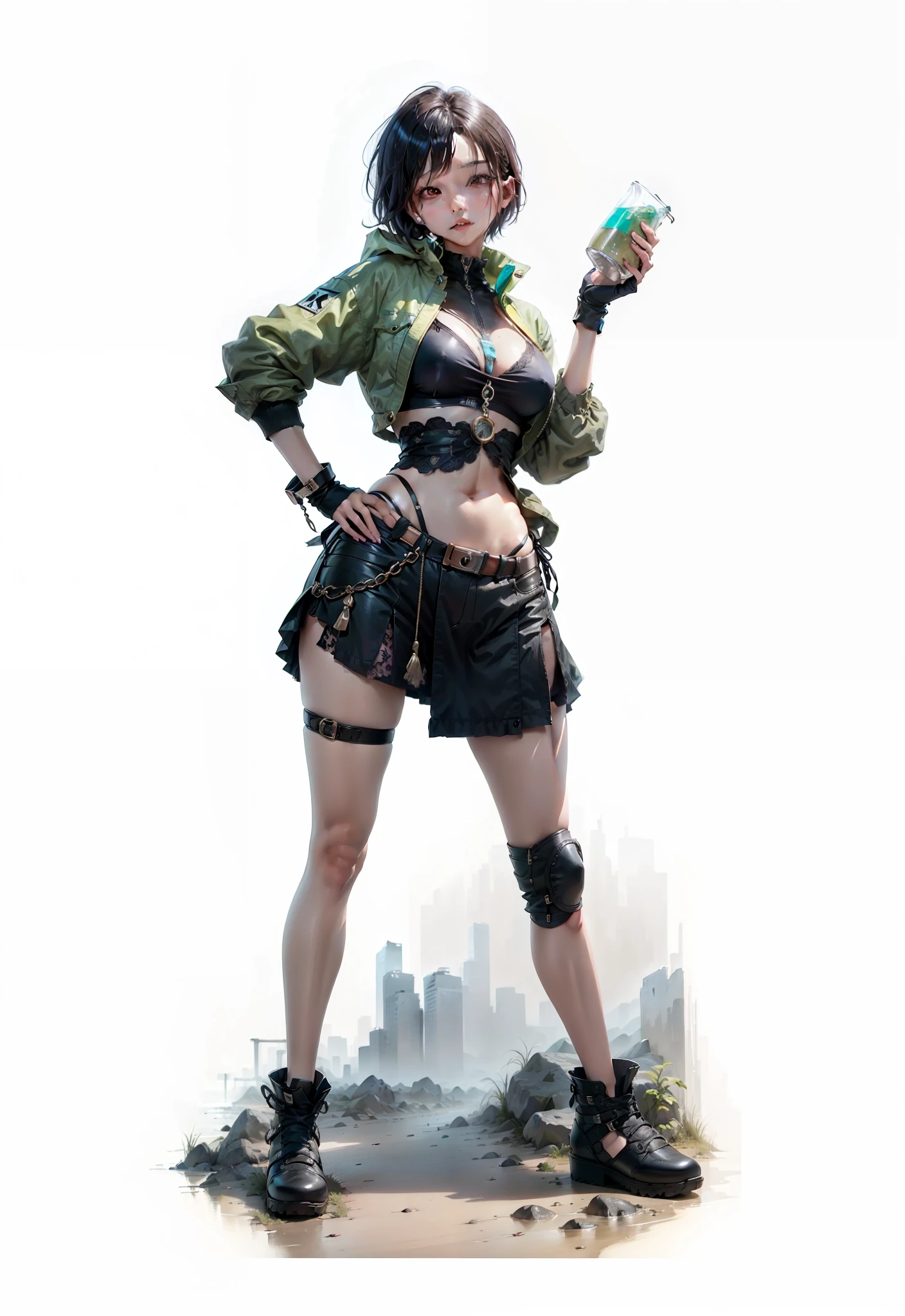 Sexy girl,short hair,realistic,bikini