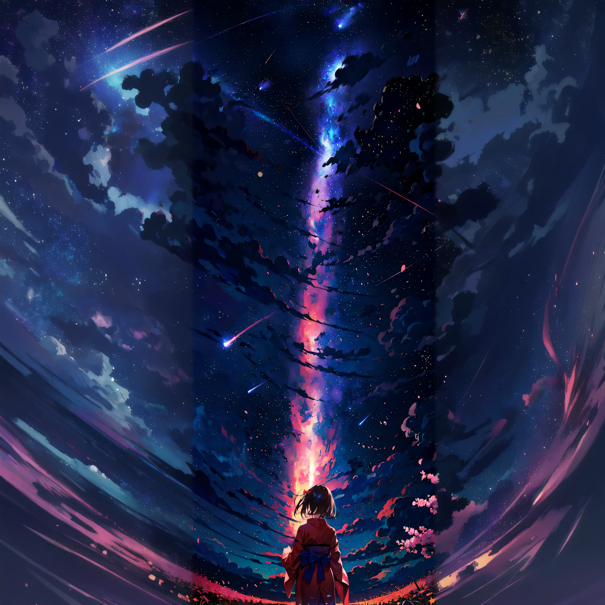 Anime girl looking at the stars in the sky, Anime art wallpaper 4k, Anime art wallpaper 4 K, Anime art wallpaper 8 K, Anime wallpaper 4K, Anime wallpaper 4 k, 4K anime wallpaper, amazing wallpapers, anime wallpaper, anime backgrounds, space sky, 4k manga wallpapers, on a galaxy looking background, colorful anime movie background, Anime background art