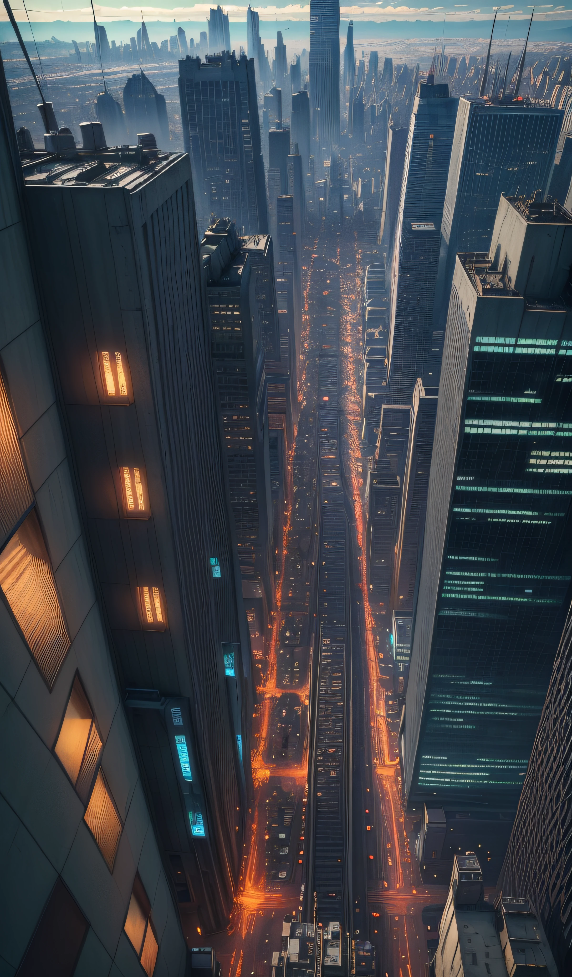 ((masterpiece)),((best quality)),((high detial)),((realistic,))
giant robots in the middle of city, tower with eyeballs, Industrial age city, deep shaft in the middle of city, architectural streets, stores, steel bridges, steampunk, cyberpunk buildings, neon signs, (view from top:1.5)