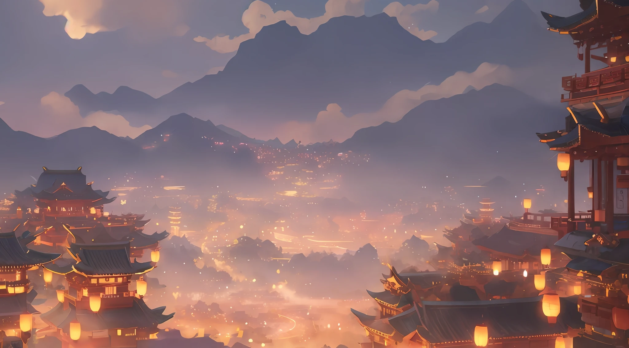 anime scenery of a city with a mountain in the background, ross tran. scenic background, dreamy chinese town, overwatch splash art, screenshot from overwatch, atey ghailan 8 k, legend of korra setting, rossdraws global illumination, detailed scenery —width 672, anime art wallpaper 4 k, anime art wallpaper 4k, anime landscape wallpaper