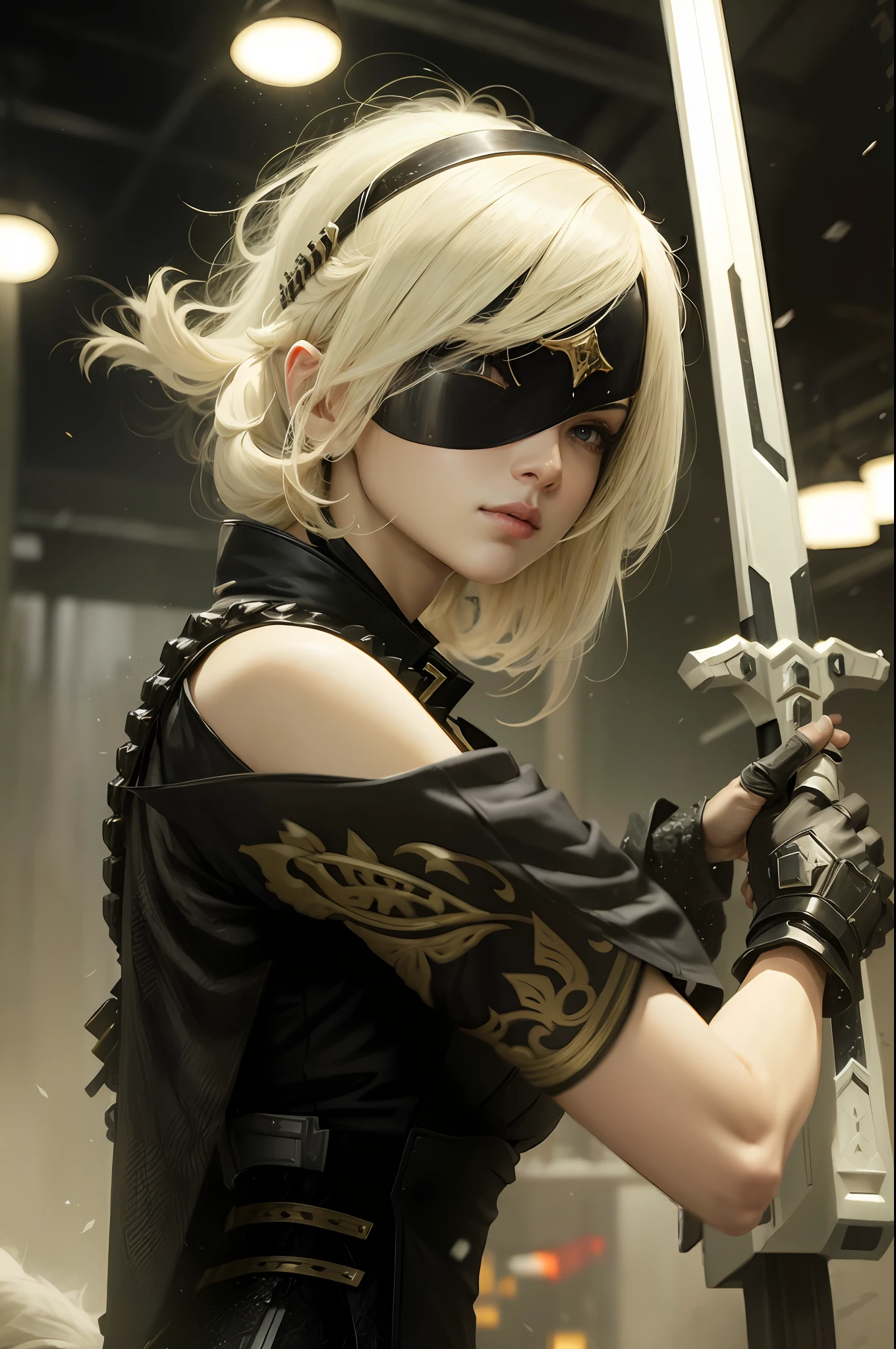Female swordsman,hyper HD,hyper-detailing,Cinematic quality,sci-fy,Cool,mechs