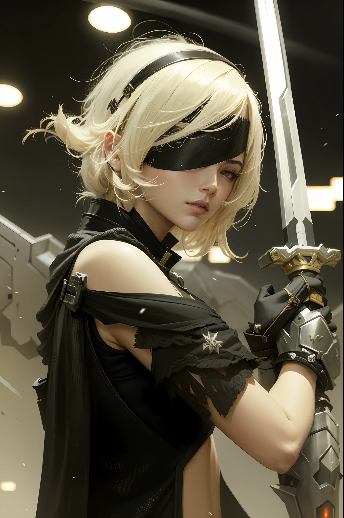 Female swordsman,hyper HD,hyper-detailing,Cinematic quality,sci-fy,Cool,mechs