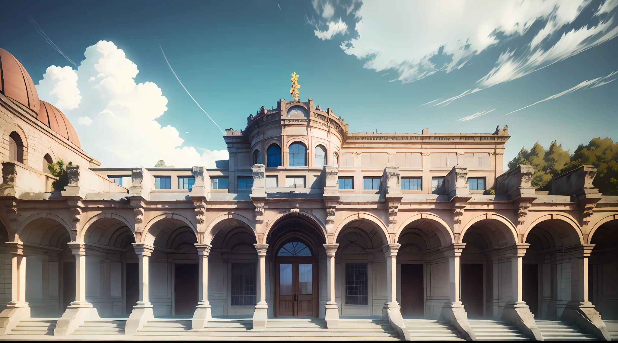 British Style School,Campus photography,Photographic works,Old Pergamon City((best qualtiy)),((high detal)),((Realistis,))Sunnyday