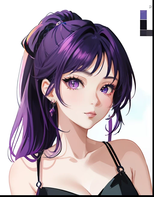 Close up of a woman with purple hair and black dress, Beautiful anime style, 🤤 girl portrait, portrait anime girl, Guviz-style artwork, trending on artstration, a beautiful anime portrait, Realistic anime art style, High Quality Anime Art Style, Anime art style, anime art style, lovely art style, beautiful anime art style