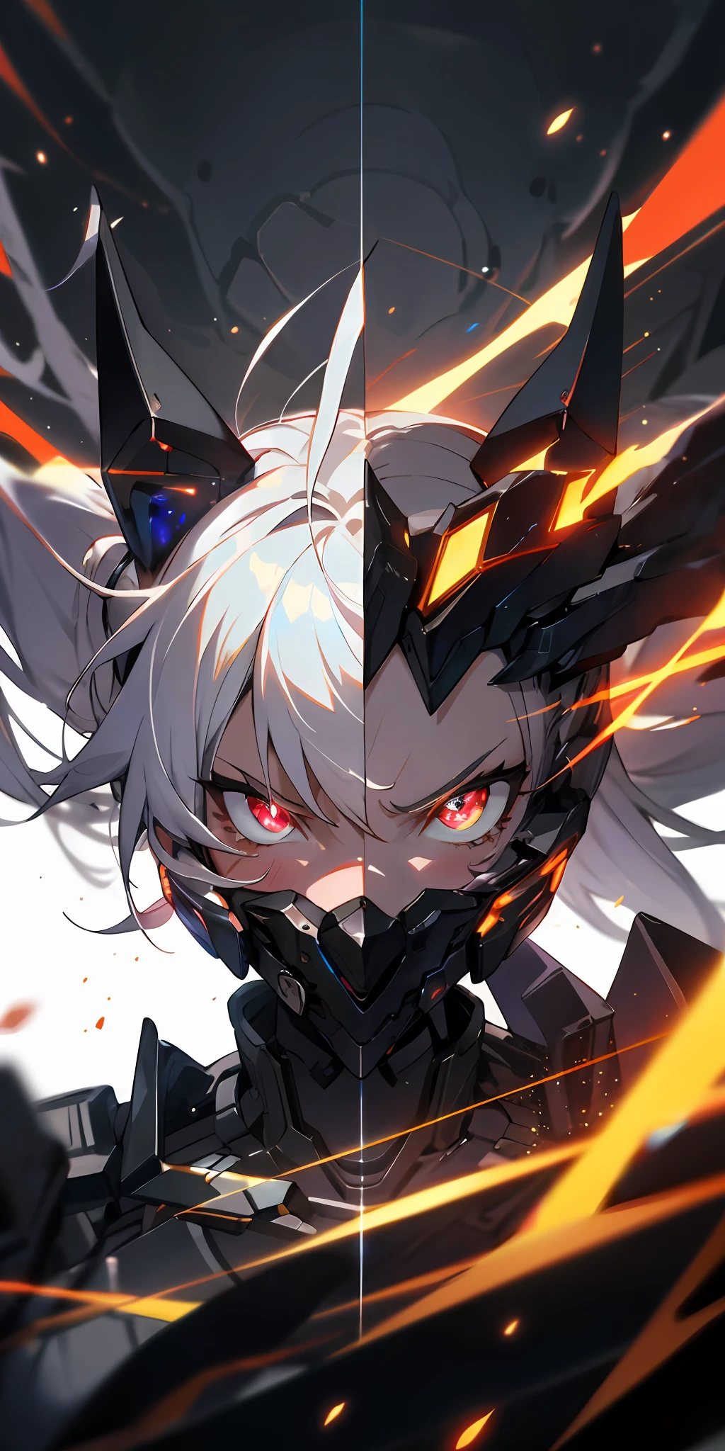 Masterpiece Anime Robot beutiful diamond skin golem cat girl magic, aesthetic_eyes, detailed eyes, demon horn, mask, wings, glowing, random twintail fantasy hair, multicolored hair, body detailed, random very angry face, detailed face, Saenyo Ancalagon Anthropomorphic majestic Guardian | Portrait | finely detailed Obsidian and Lava armor | cinematic lighting | intricate filigree metal design | 8k | unreal engine | octane render | aesthetic_eyes, detailed eyes, body detailed, ahegao, detailed face, highly detailed, fantasy background, blush, cat_ears_earrings hair_ornament highres jewelry triple_earring, detailed all, solo, fightning stance, magic circle, electrification, lightning effect, ray tracing, detailed all, show your ability A.I, 4K Ultra HD. add face mask, add fullface mask, mouth and nose covered by mask, glowing eyes particle glowing, 4K Wallpaper, robot female,