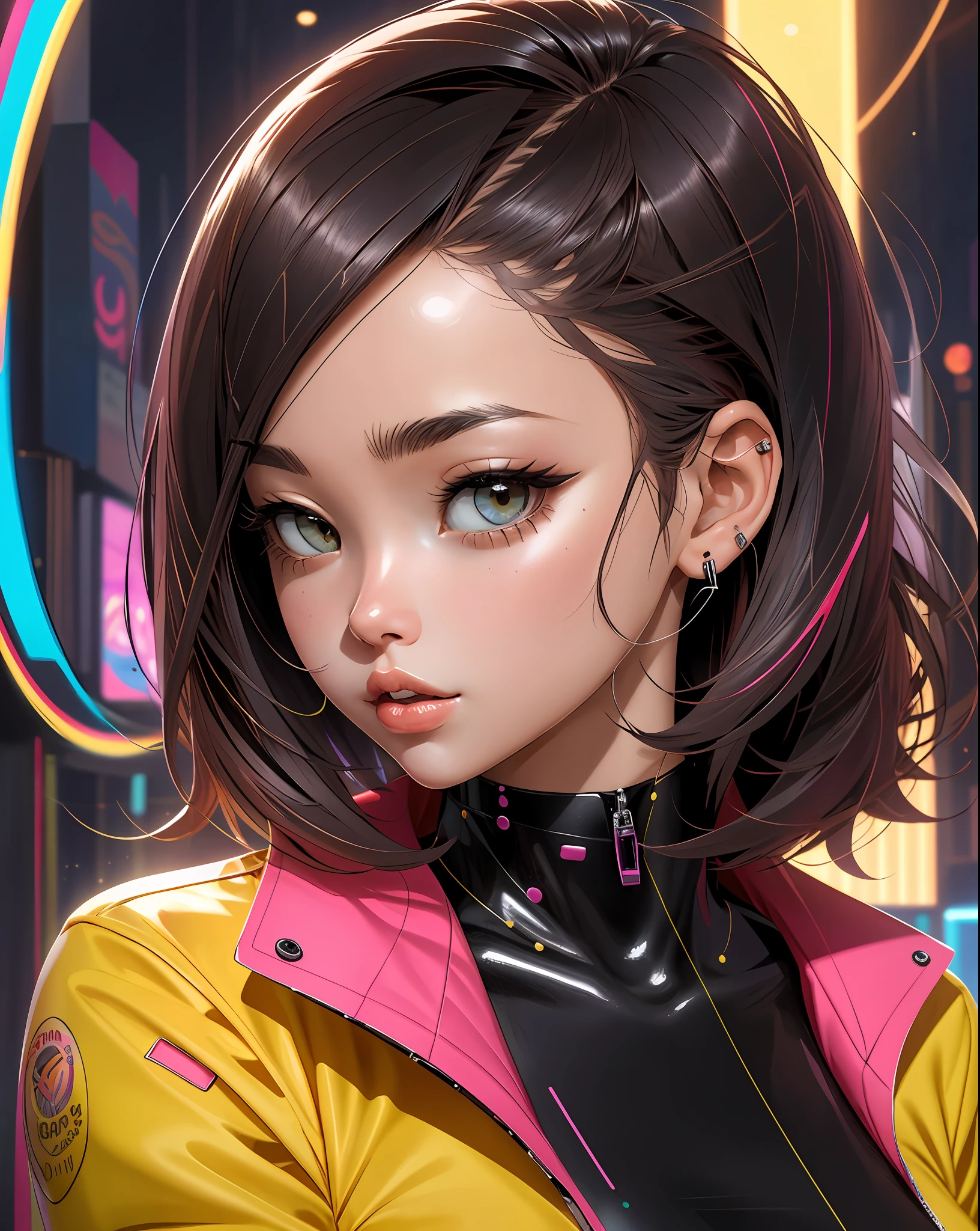 La mejor calidad, Chica Cyber Sttyle, 1girl, solamente, Cabello largo, fondo borroso,