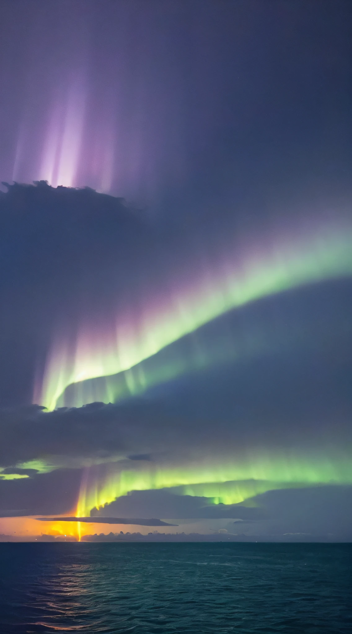 (Best quality1.2、An ultra-high picture quality:1.2、Crisp focus:1.2)(realisitic、photo- realistic:1.4)、nights、sensitive、Blue Earth、Blue Sea、Red light、Intense clouds of lightning、A large number of lightning、Dazzling light、Blue-violet lightning、Aurora