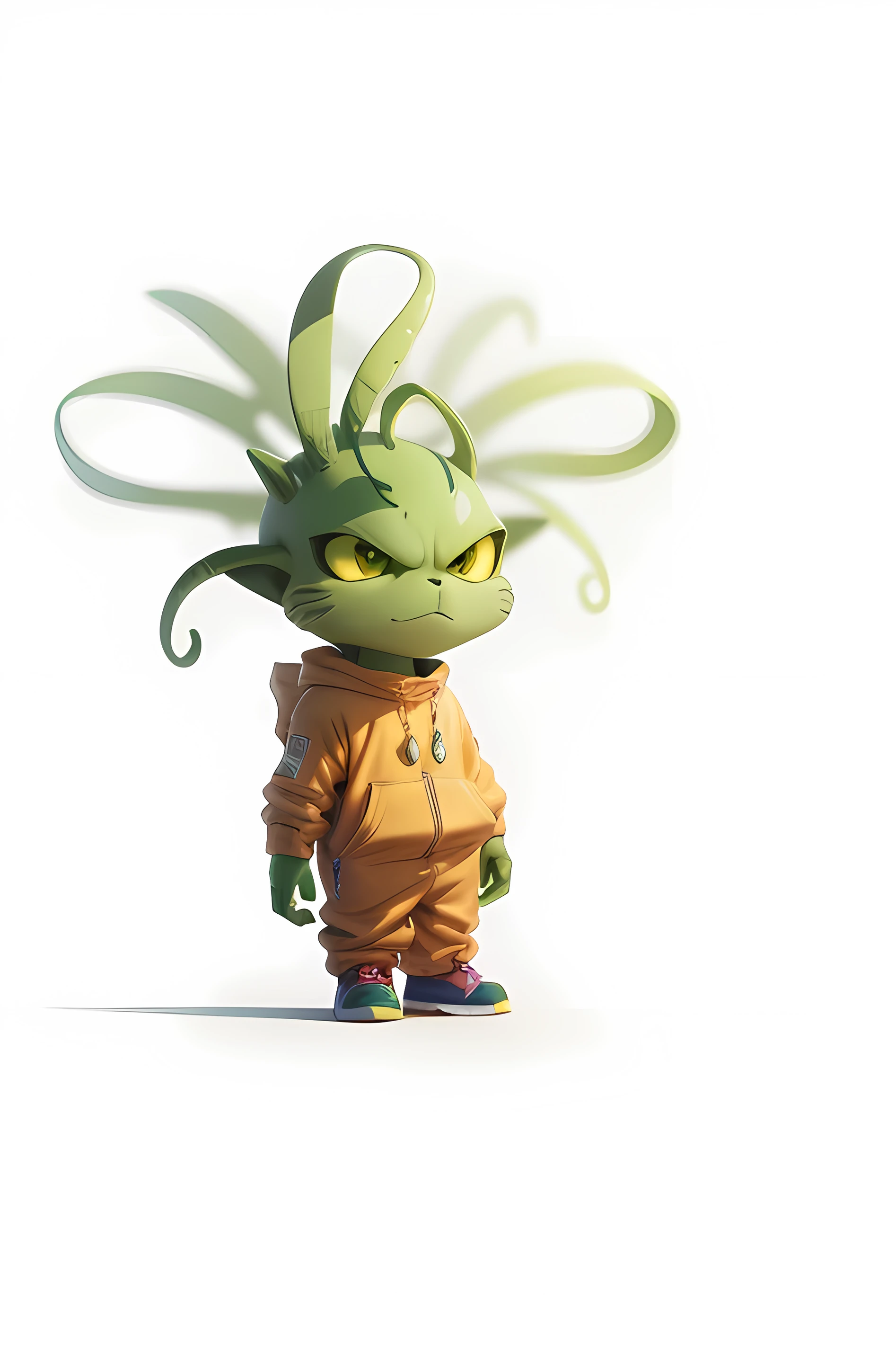 Cartoon, animado, alien, colar de ouro, raper, gangsta, animation