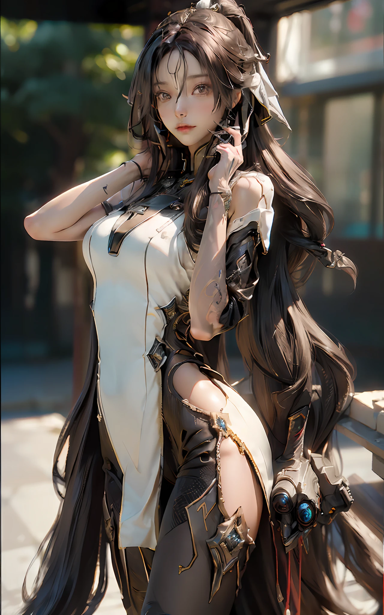 ((top-quality)), ((​masterpiece)), (detaileds:1.4), 3D, Beautiful Cyberpunk Woman Image,(Very detailed straight long hair:1.6),Brown hair,nffsw(HighDynamicRange),Ray traching,NVIDIA RTX,Hyper-Resolution,Unreal 5,Sub-surface scattering,PBR Texturing,Postprocess,Anisotropy Filtering,depth of fields,Maximum clarity and sharpness,multi-layer texture,Albedo and specular maps,Surface Shading,Accurate simulation of light-material interactions,perfectly proportions,Octane Rendering,Two-tone lighting,Wide aperture,Low ISO、White Balance、thirds rule、8K Raw、