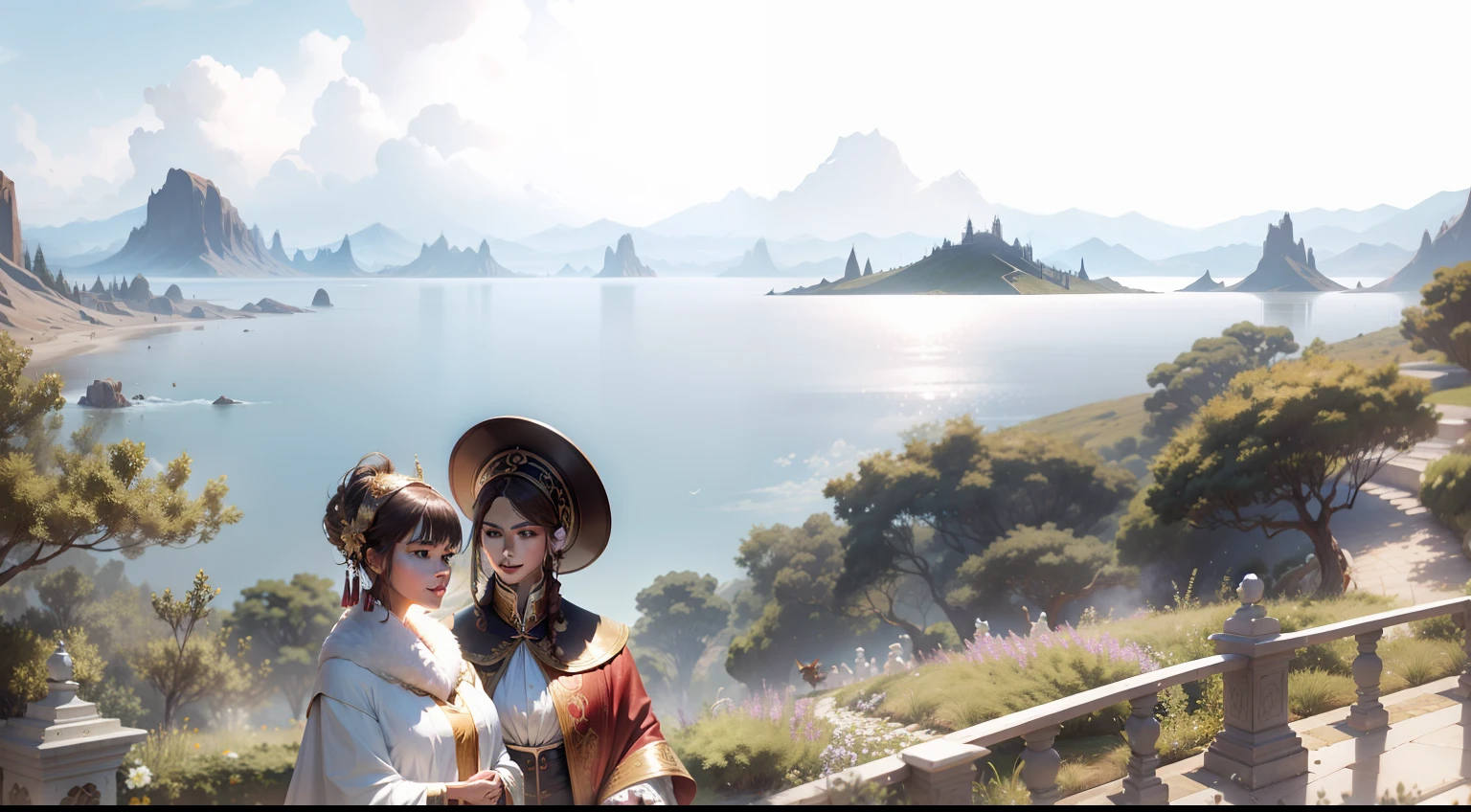 Change the background,The background is grand,Majestic,Change character costumes,Luxurious clothes,