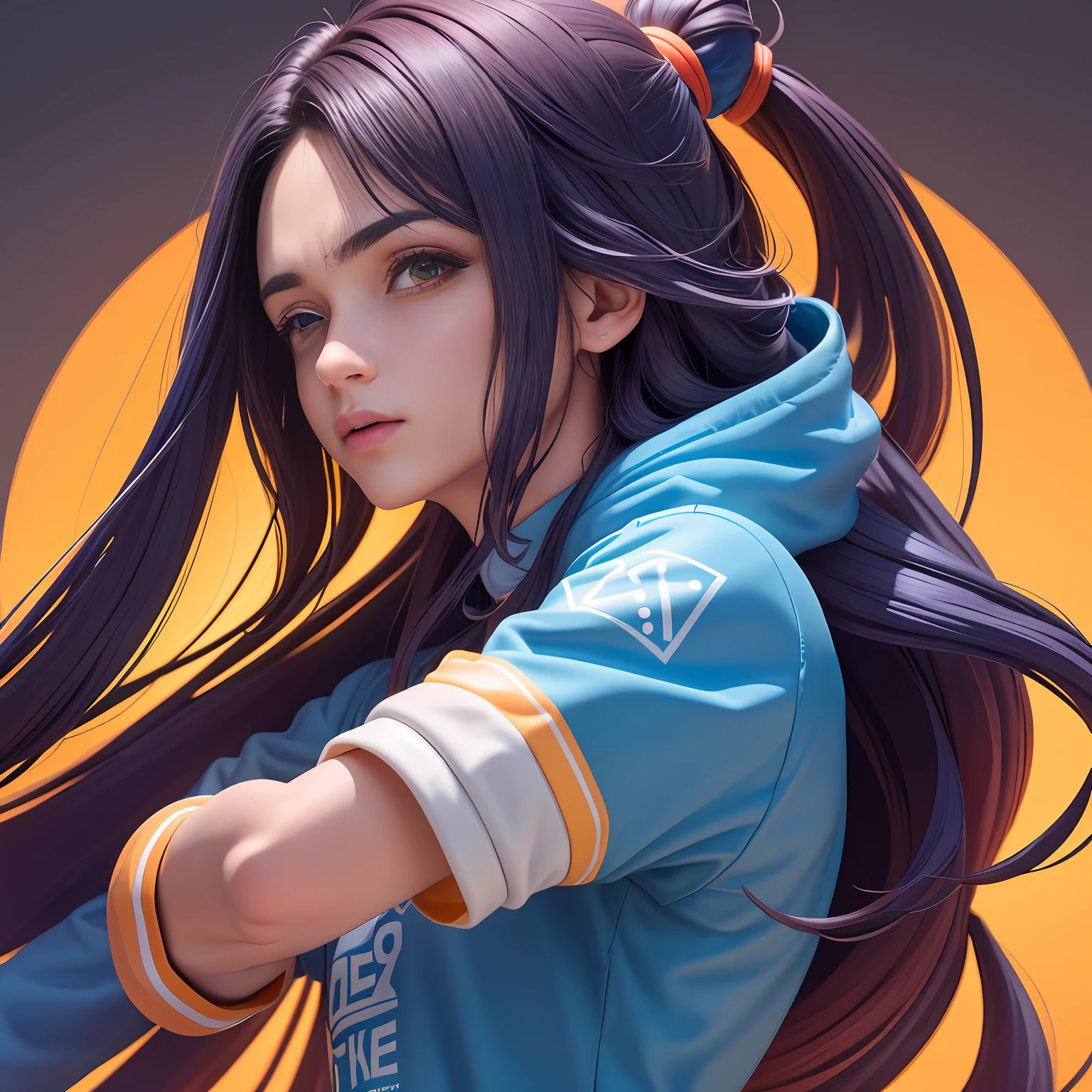 (extremamente detalhado CG unificado 8k wallpaper), estilo de brinquedo da caixa cega, um menino bonito com cabelo castanho, medium long shoulder-length hair, moletom preto com capuz, fundo limpo azul claro, parte superior do corpo, Close-up do avatar,