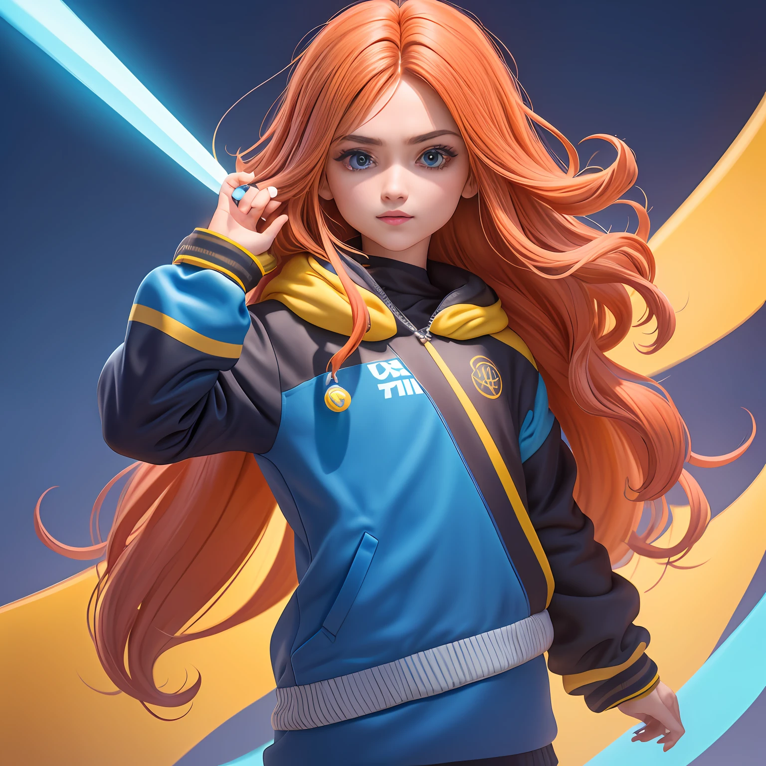 (extremamente detalhado CG unificado 8k wallpaper), estilo de brinquedo da caixa cega, um bonito com cabelo castanho, medium long shoulder-length hair, moletom preto com capuz, fundo limpo azul claro, parte superior do corpo, Close-up do avatar,