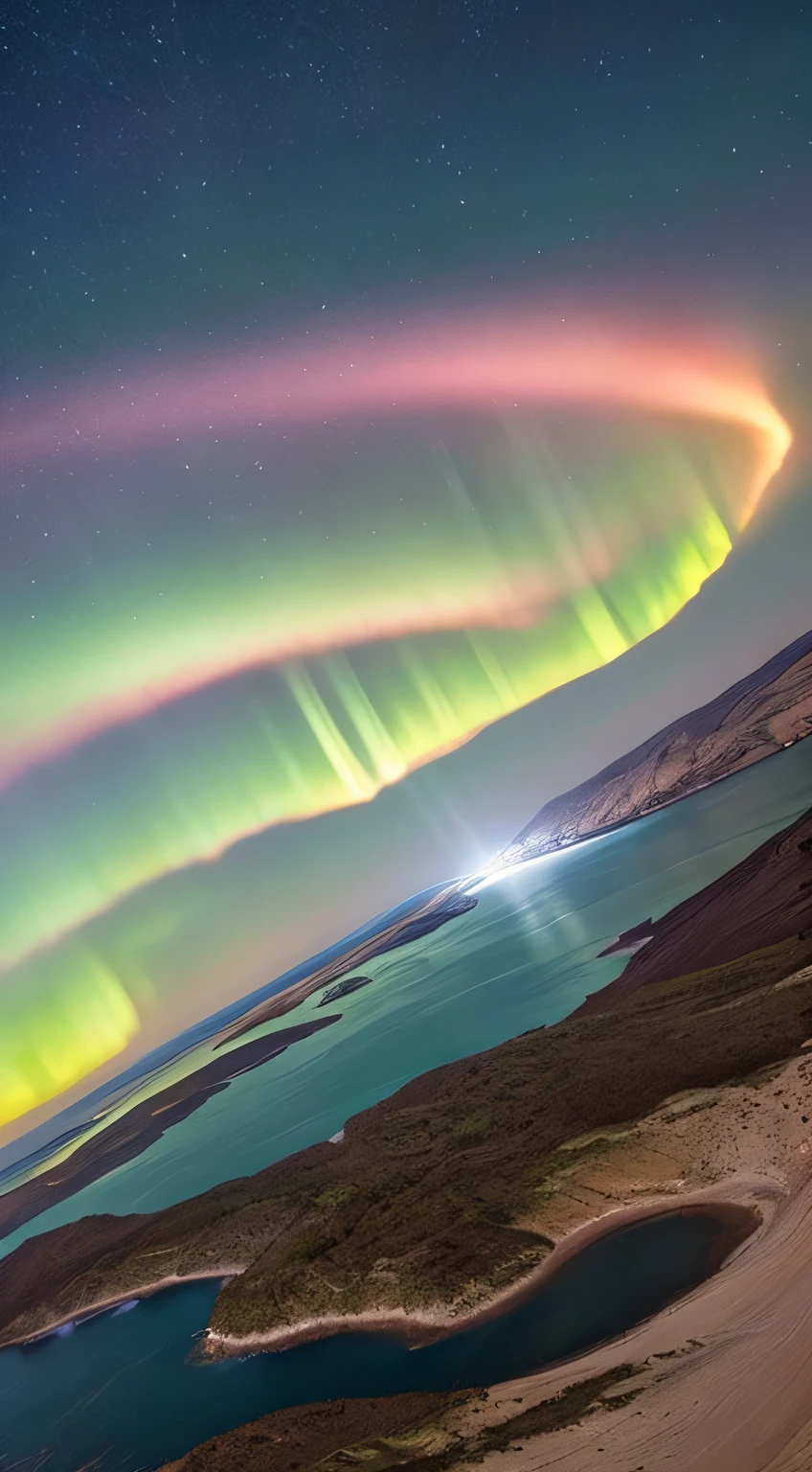 (Best quality1.2、An ultra-high picture quality:1.2、Crisp focus:1.2)(realisic、photoreallistic:1.4)、sensitive、The photograph、Round Earth seen from space、Blue Sea、Sunlight Red Light、Intense clouds of lightning、stratosphere、comets、Aurora、Milky way