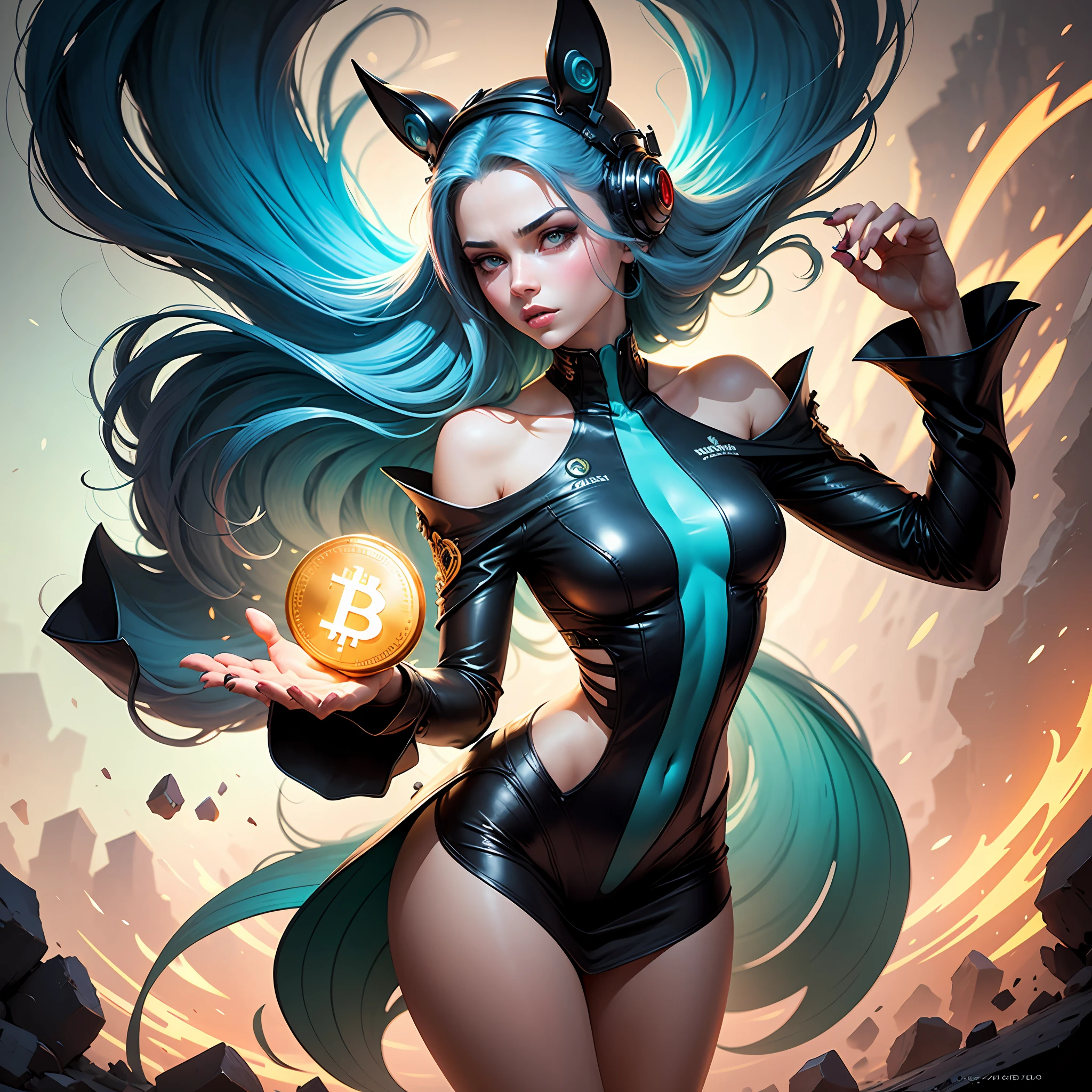 anime girl with futuristic hair and headgear having bitcoin on it in a surreal scene, epic fantasy digital art style, in the art style of mohrbacher, rossdraws cartoon vibrant, epic digital art illustration, detailed digital anime art, jen bartel, beautiful digital artwork, stunning digital illustration, detailed digital 2d fantasy art, 4k detailed digital art, peter mohrbacher style --auto