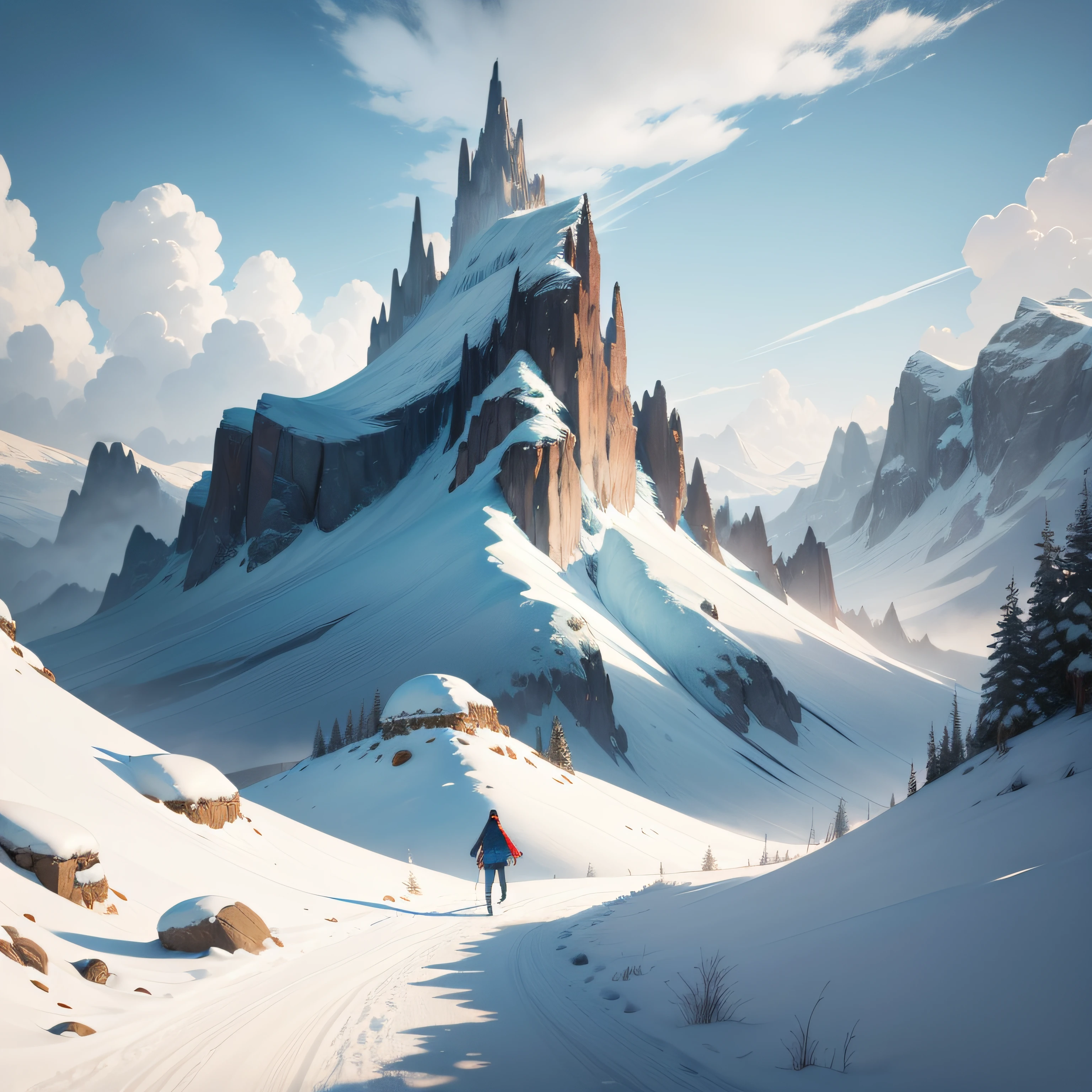 Colorful Nordic Landscape, Fairy Tale, Magic, Realistic illustration, concept art, 2d flat vector, t-shirts design, comic style, charming, watercolor effect, Adobe Illustrator, hand-drawn, zoom out, white background, centered, full body framed in, approaching perfection, dynamic, highly detailed, smooth, illustration