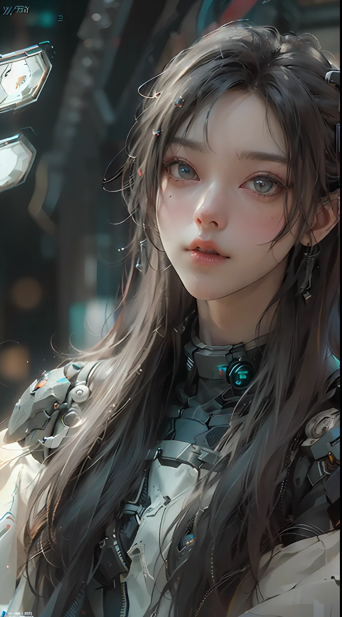 ((top-quality)), ((masterpiece)), (detaileds:1.4), 3D, Beautiful Cyberpunk Woman Image,(Highly detailed straight long hair:1.6),Brown hair,nffsw(HighDynamicRange),Ray traching,NVIDIA RTX,Hyper-Resolution,Unreal 5,Sub-surface scattering,PBR Texturing,Postprocess,Anisotropy Filtering,depth of fields,Maximum clarity and sharpness,multi-layer texture,Albedo and specular maps,Surface Shading,Accurate simulation of light-material interactions,perfectly proportions,Octane Rendering,Two-tone lighting,Wide aperture,Low ISO、White Balance、thirds rule、8K Raw、