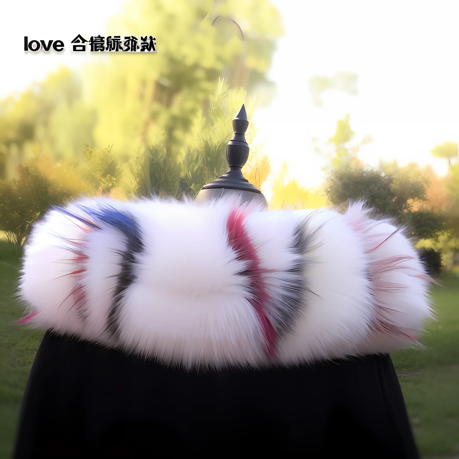 Arabian Feder fur collar,Black base and red, White, and blue stripes, fur hood, furr, Rainbow fur, Deep iridescent fur, with white fluffy fur, White fur, 1080p, 1 0 8 0 p, Fur scarf, Carnival coat with fur, hd fur, furry neck, fluffy ebay product