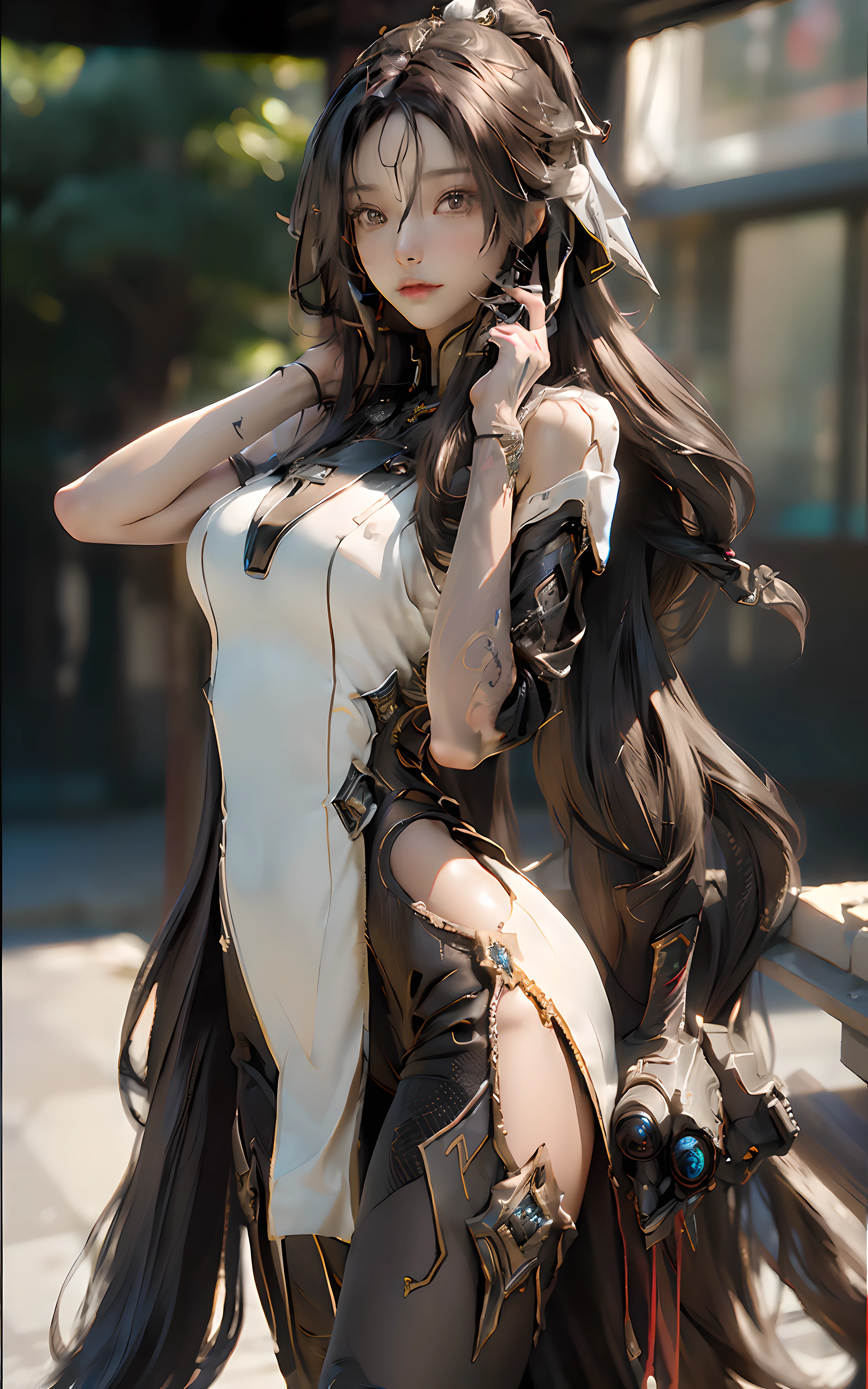 ((top-quality)), ((masterpiece)), (detaileds:1.4), 3D, Beautiful Cyberpunk Woman Image,(Very detailed straight long hair:1.6),Brown hair,nffsw(HighDynamicRange),Ray traching,NVIDIA RTX,Hyper-Resolution,Unreal 5,Sub-surface scattering,PBR Texturing,Postprocess,Anisotropy Filtering,depth of fields,Maximum clarity and sharpness,multi-layer texture,Albedo and specular maps,Surface Shading,Accurate simulation of light-material interactions,perfectly proportions,Octane Rendering,Two-tone lighting,Wide aperture,Low ISO、White Balance、thirds rule、8K Raw、