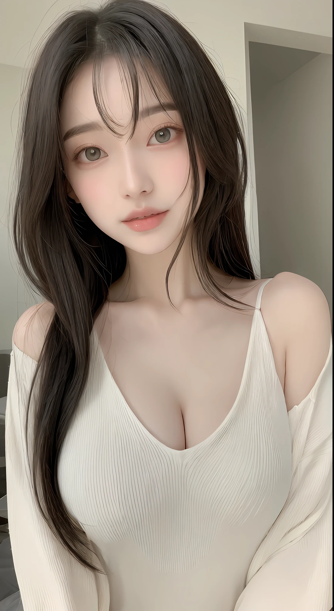perfect figure beautiful woman:1.4,Layered Hair Style,Protruding cleavage:1.2,wetclothes:1.5,Highly Detailed Face and Skin Textur,二重まぶた,Whiten the skin,long whitr hair