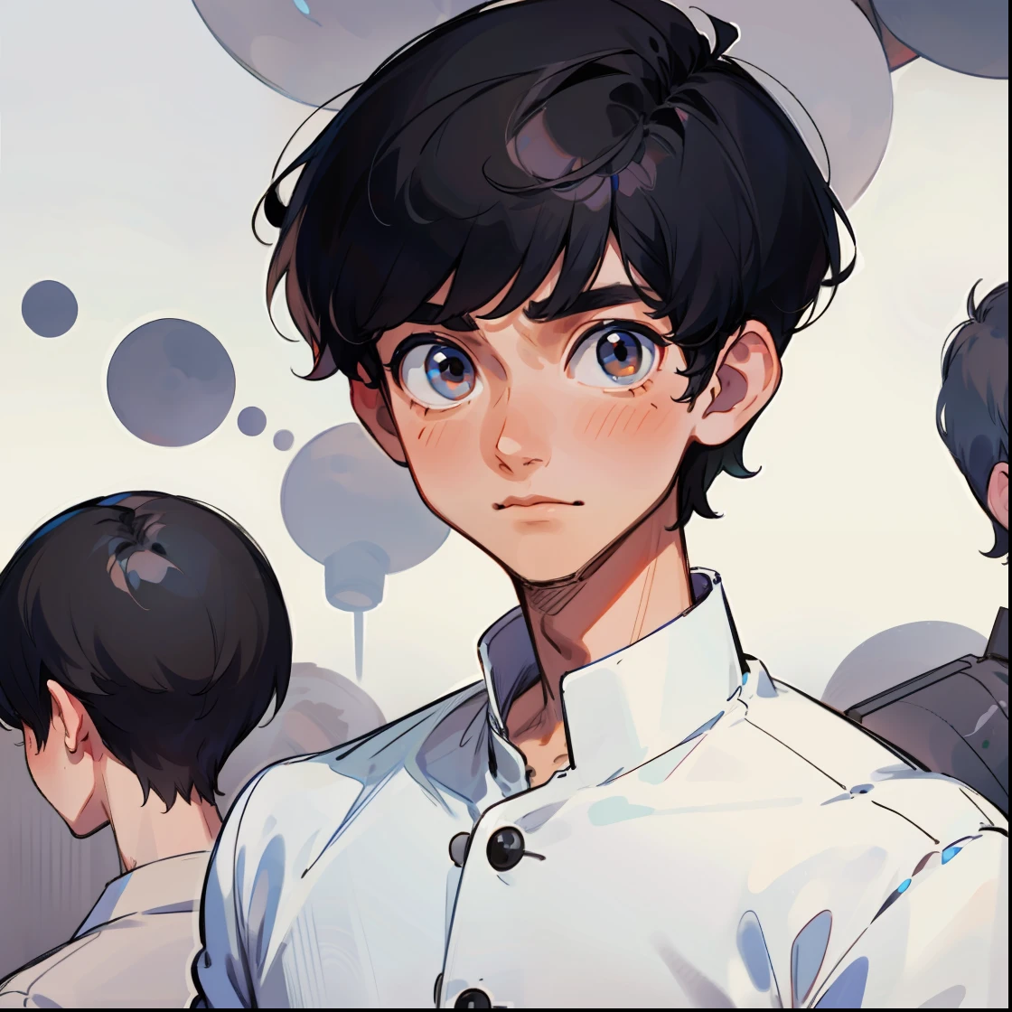 Black hair, 1 Man, short-hair