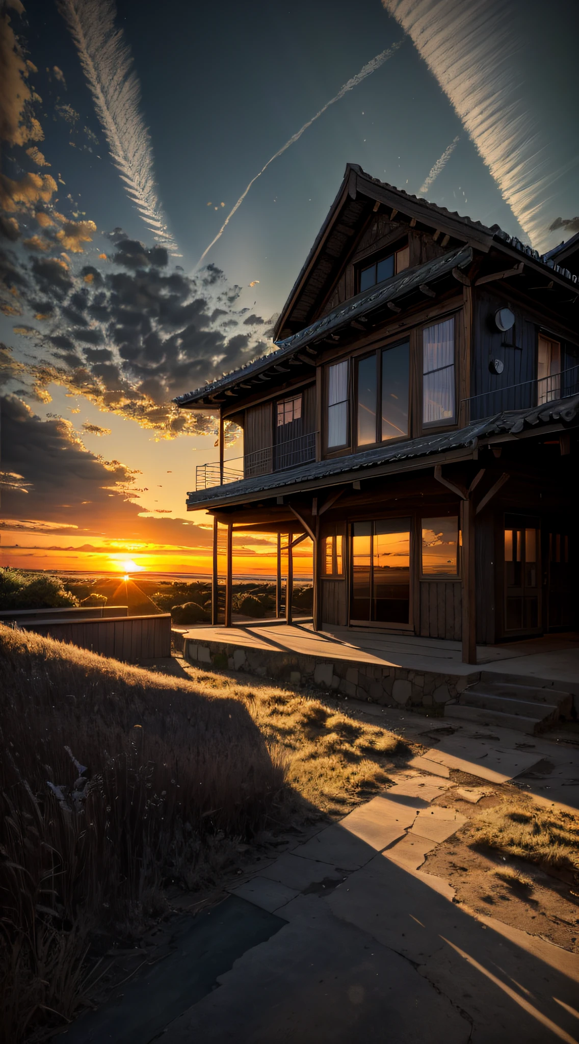 highres, imagination, (realistic), clear skies, composition, sunset, (hdr:1.5), outdoors, intricate details,
