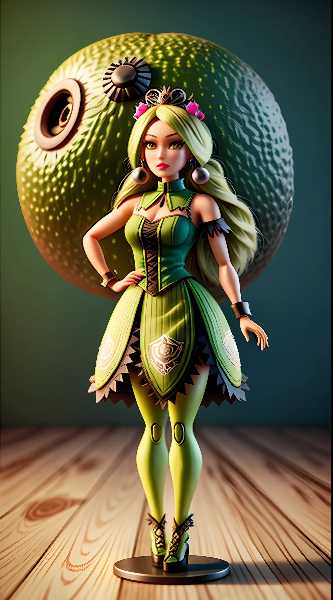 cute avocado fruit barbie, octane render, unreal engine, highly detailed, intricate