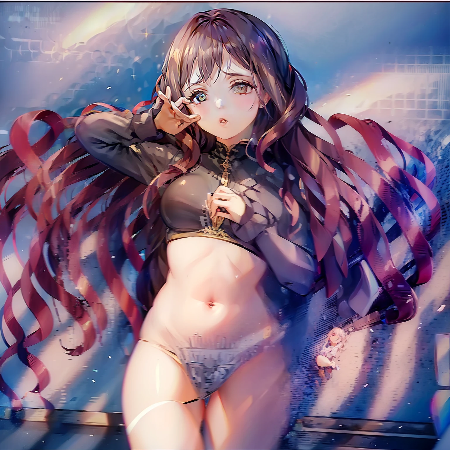 (top-quality、masterpiece), 1girl in, the pose, Particle, the wind, florals, The upper part of the body,