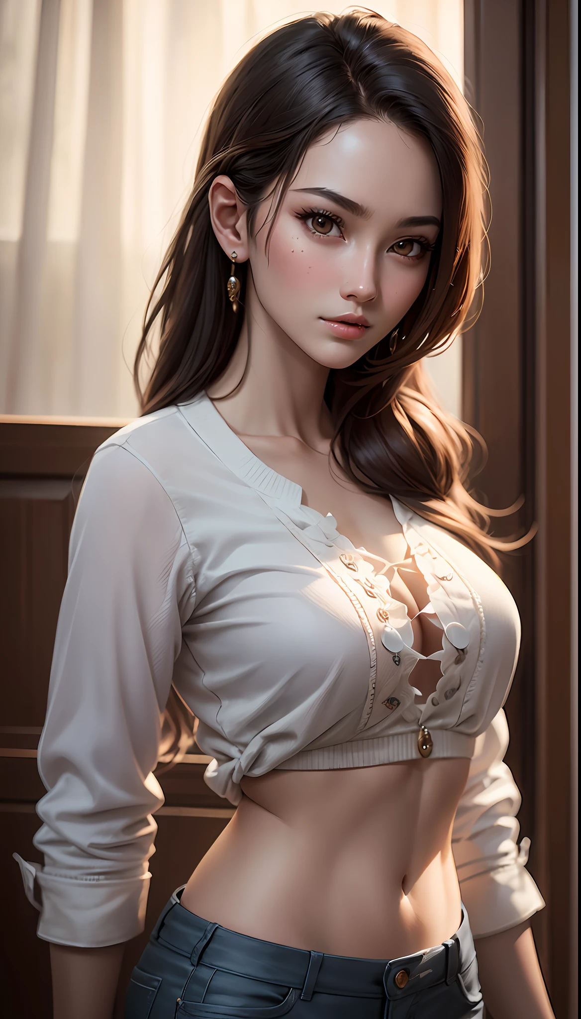 (Masterpiece:1.2, Best quality), (Very detailed face, Real picture, Realistic skin, Realistic body, Intricate details), Solo, 1 milf, Casual,