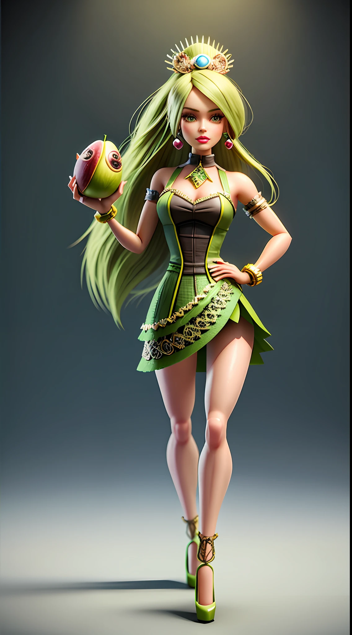 cute avocado fruit barbie, octane render, unreal engine, highly detailed, intricate