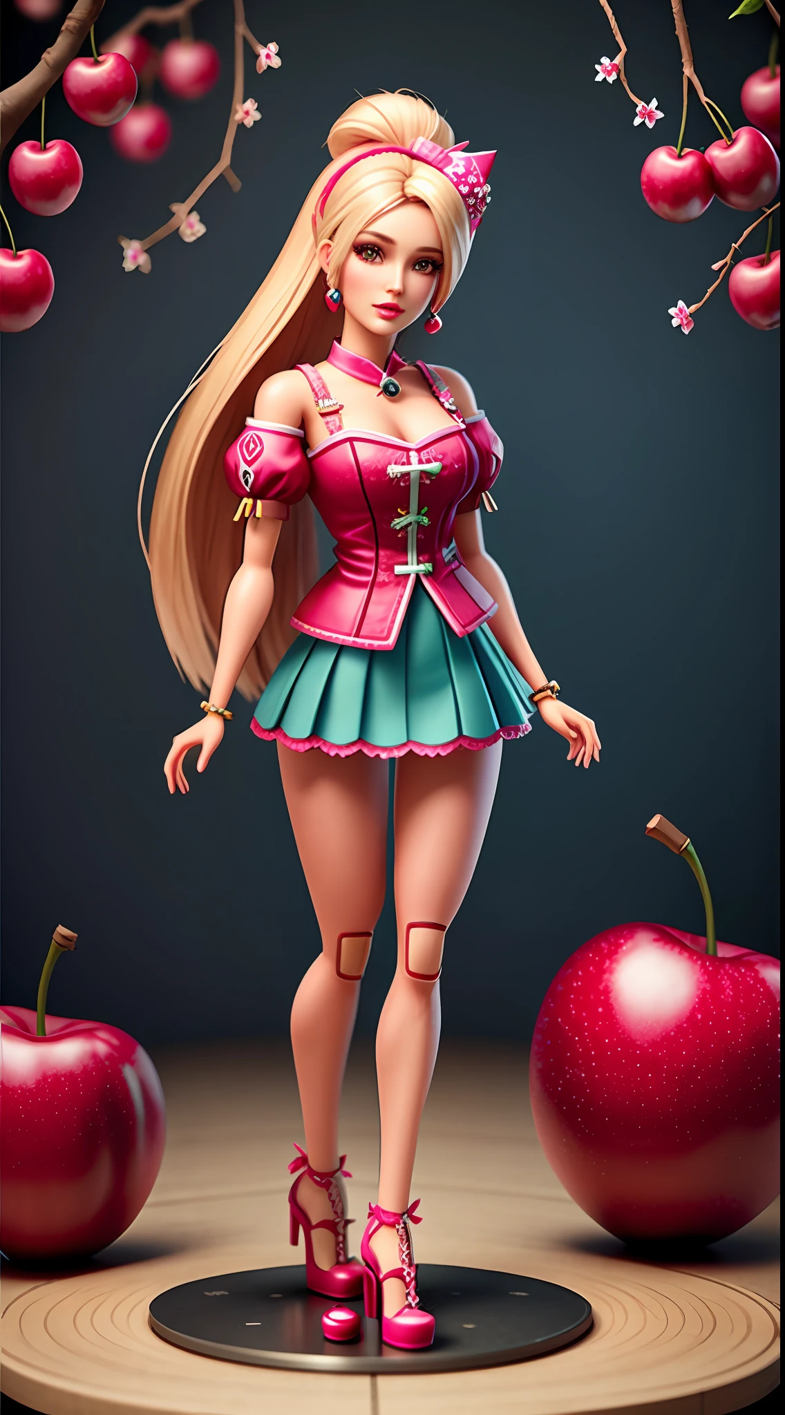 cute cherry fruit barbie, octane render, unreal engine, highly detailed, intricate
