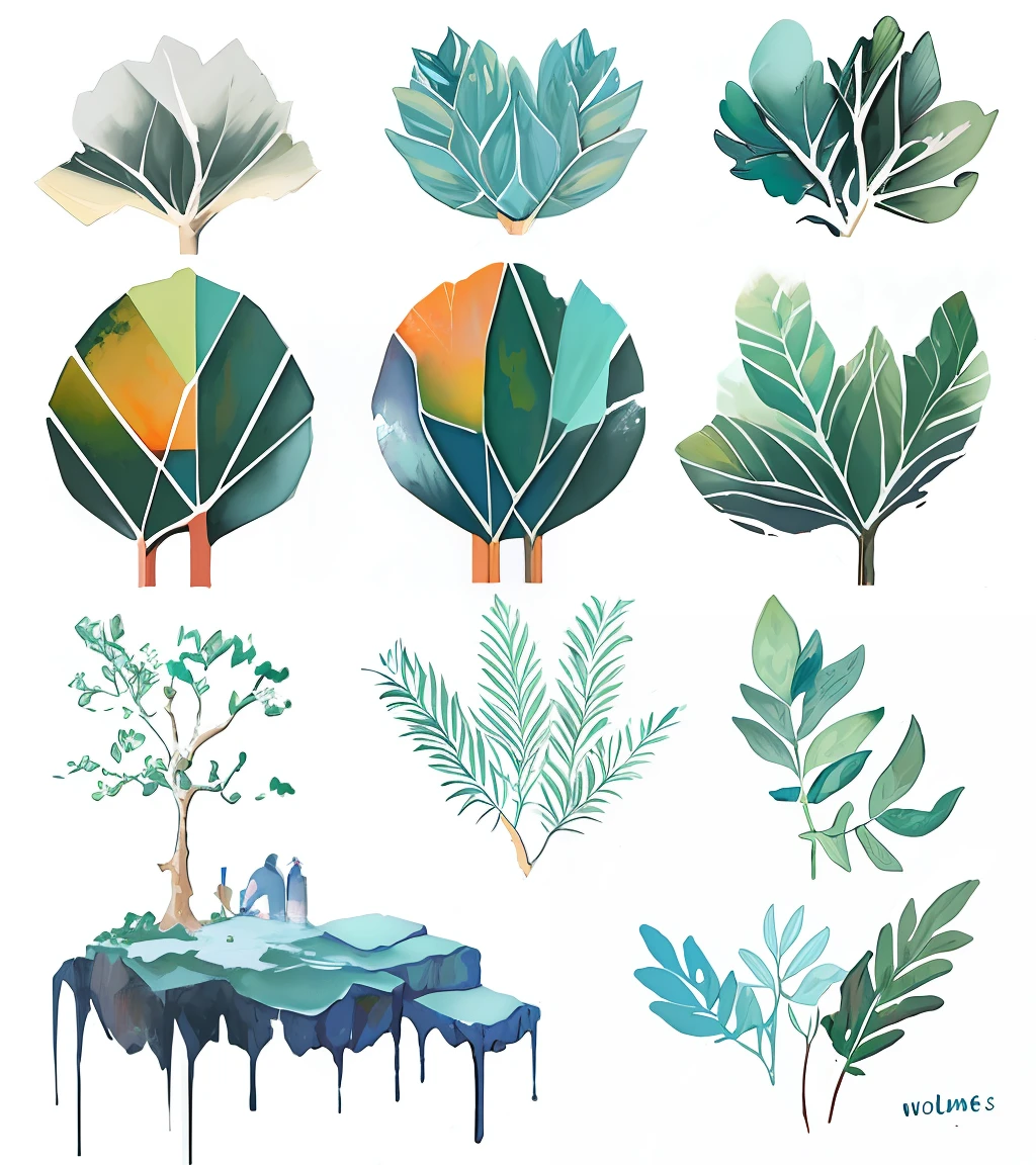 masterpiece, thick painting, digital gouache painting style, trees, waters, sharp focus, volumetrics,