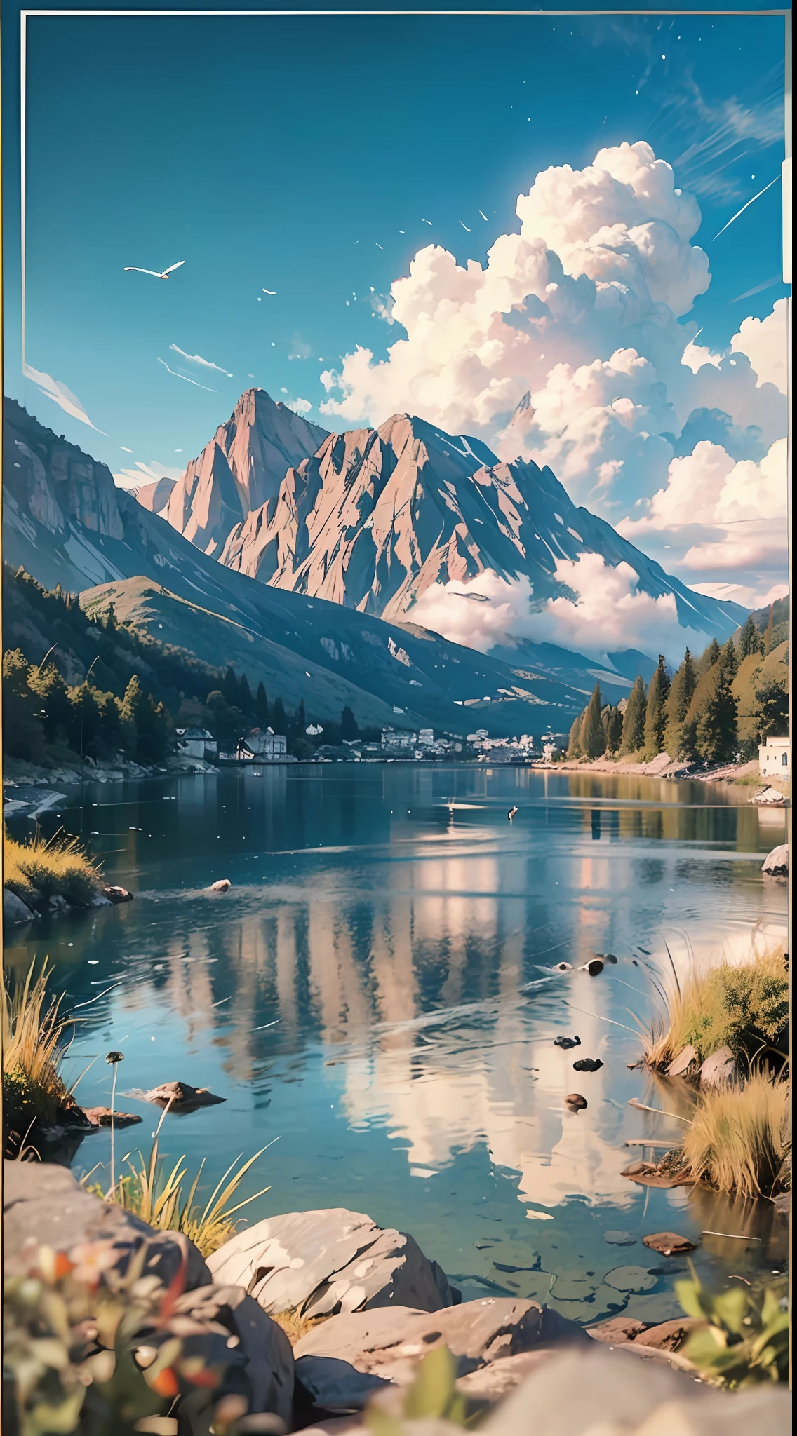 8K.Best quality at best,tmasterpiece,k hd,Super rich detail,the detail,Detailed pubic hair,Landscape painting,eventide,landscape