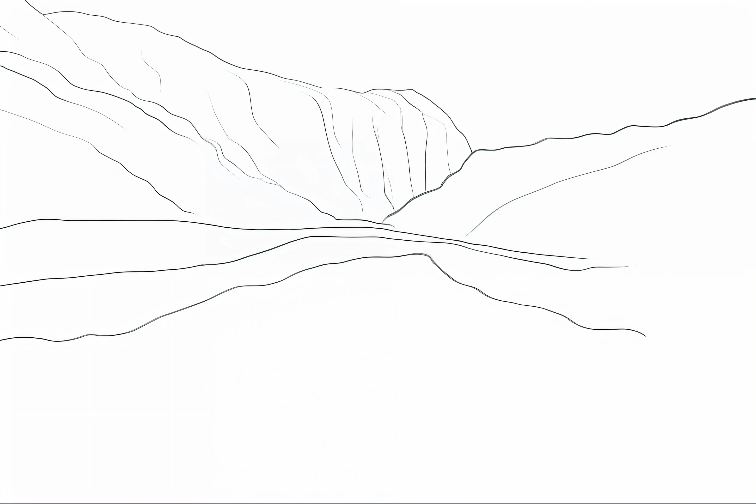 Montanha rochosa, pico rochoso, imagem arafed de um desenho preto e branco de uma montanha, desenhado no microsoft paint, Sketch of a mountain in MS Paint, Backround preto. Inkscape, drawn with a single line, ms desenho de pintura, paisagem escura, erosion algorithm landscape, grande montanha, colinas fluidas, Mapa de profundidade 2D, paisagem montanhosa. filme ainda, o meio de um vale