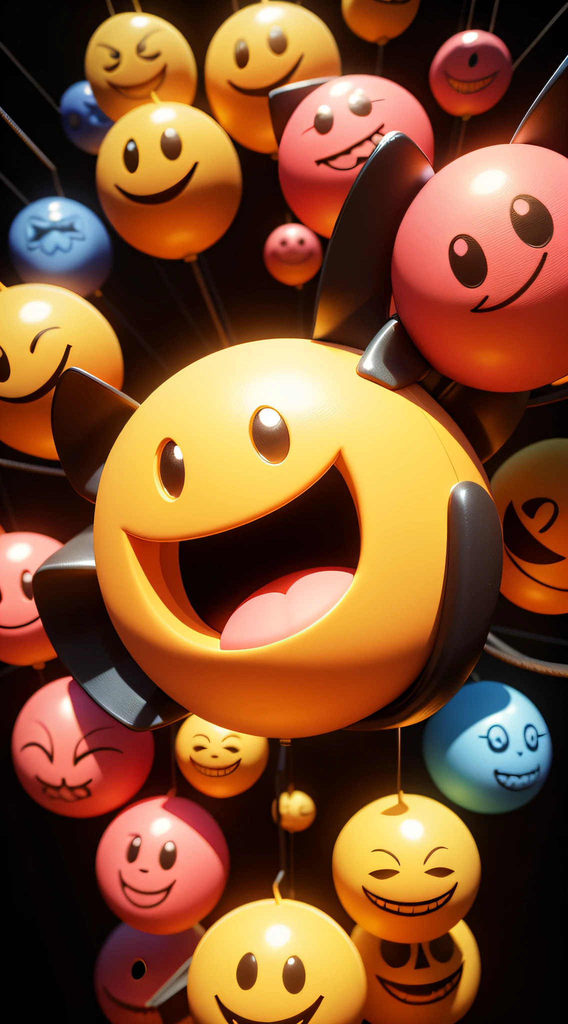 3D smiley mobile wallpaper，It consists of many smiley faces