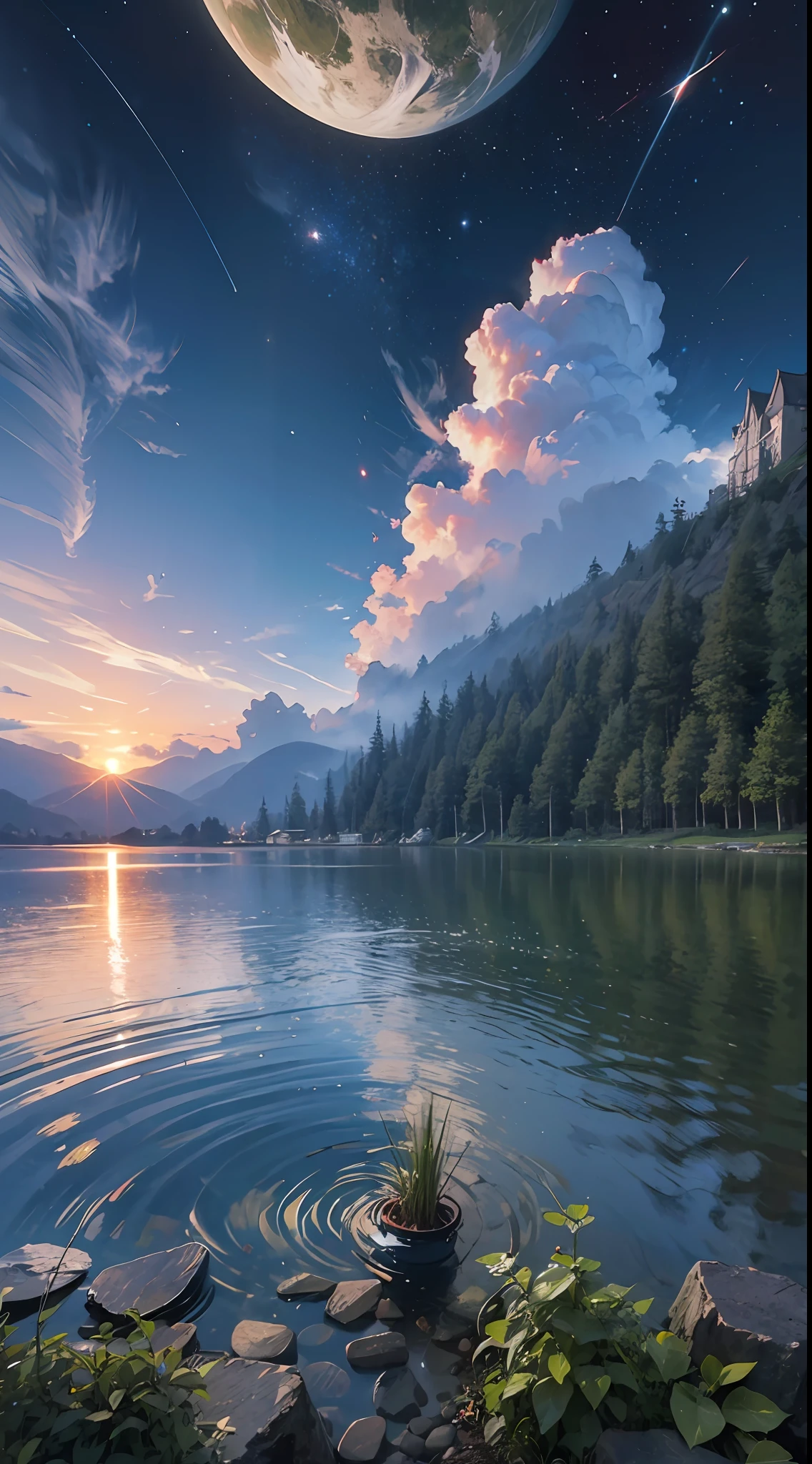 8K.Best quality at best,tmasterpiece,k hd,Super rich detail,the detail,Detailed pubic hair,Landscape painting,eventide,landscape